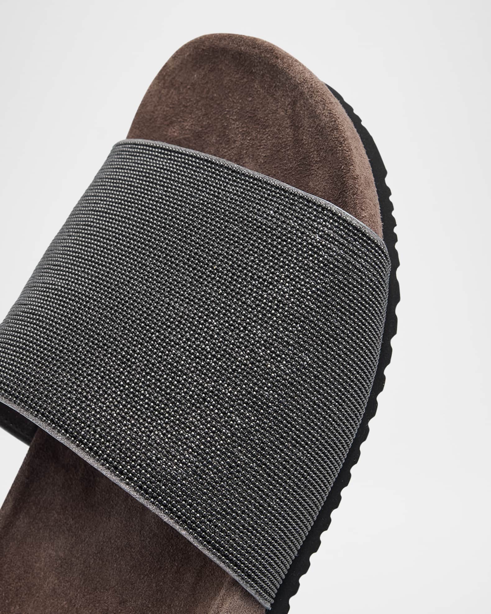 Brunello Cucinelli Monili Band Flat Pool Sandals | Neiman Marcus