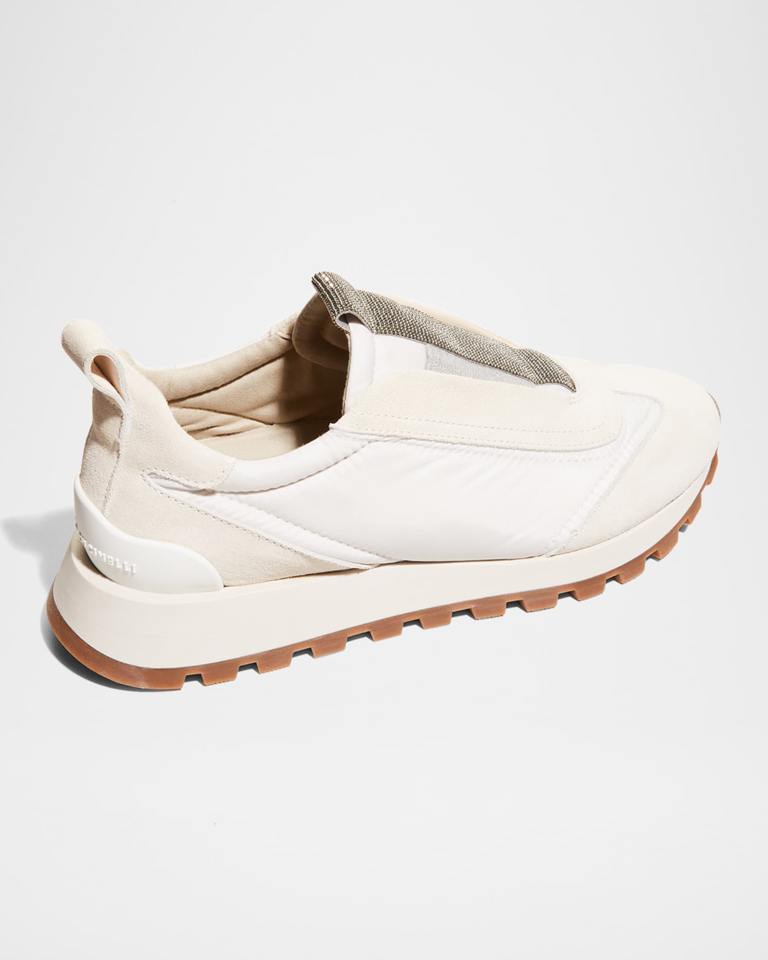 Brunello Cucinelli Mixed Leather Slip-On Runner Sneakers