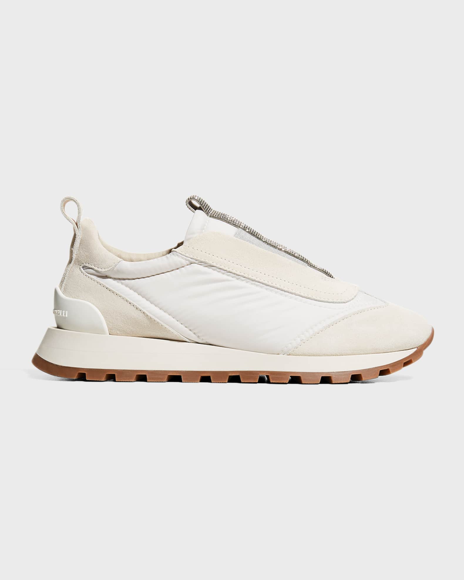 Mixed Leather Slip-On Runner Sneakers 0