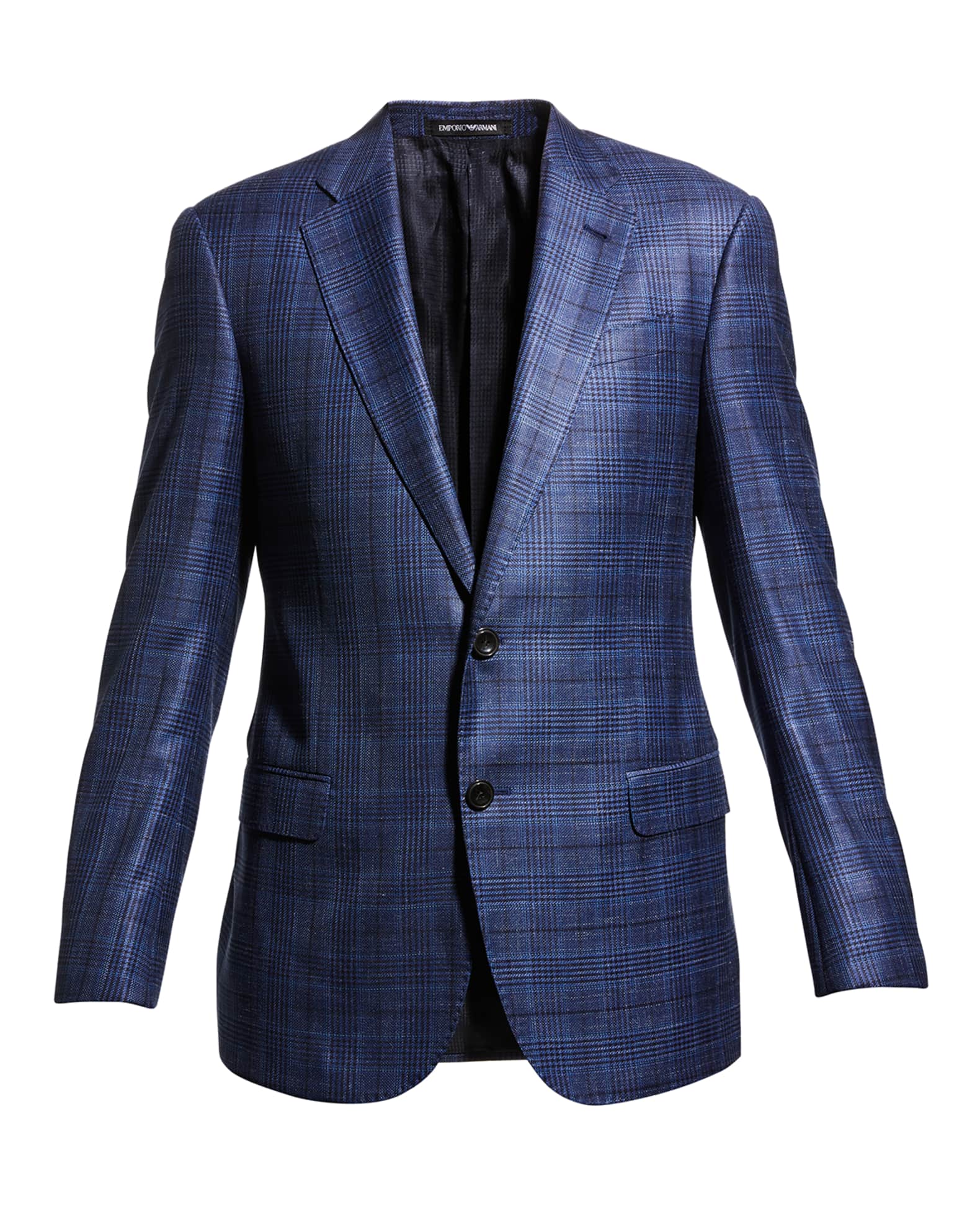 Emporio Armani Men's Plaid Silk-Blend Sport Coat | Neiman Marcus