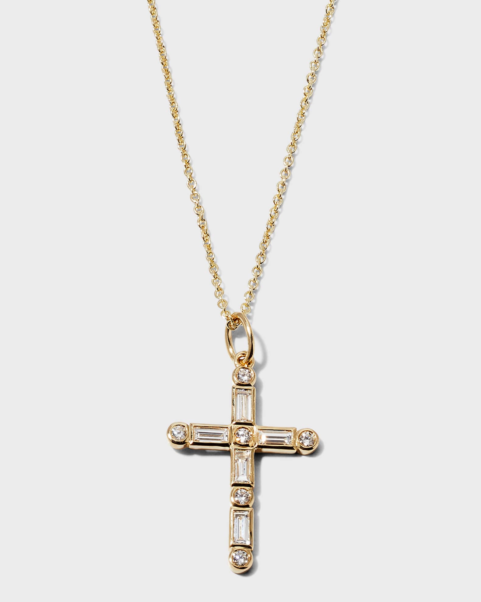 Diamond Baguette Cross Necklace 0