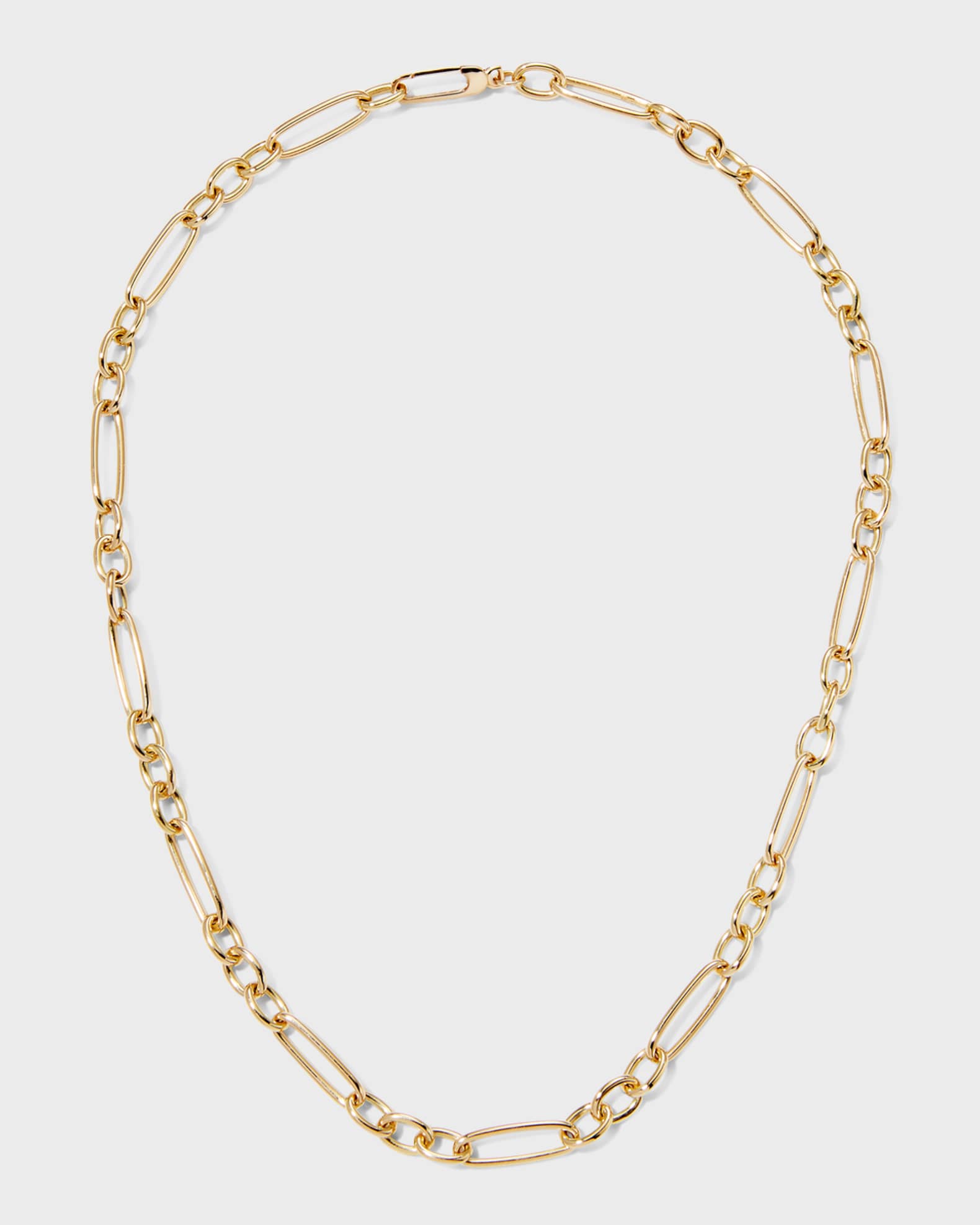 Yellow Gold Alternating Long and Short Oval Link Chain Necklace, 18"L 0