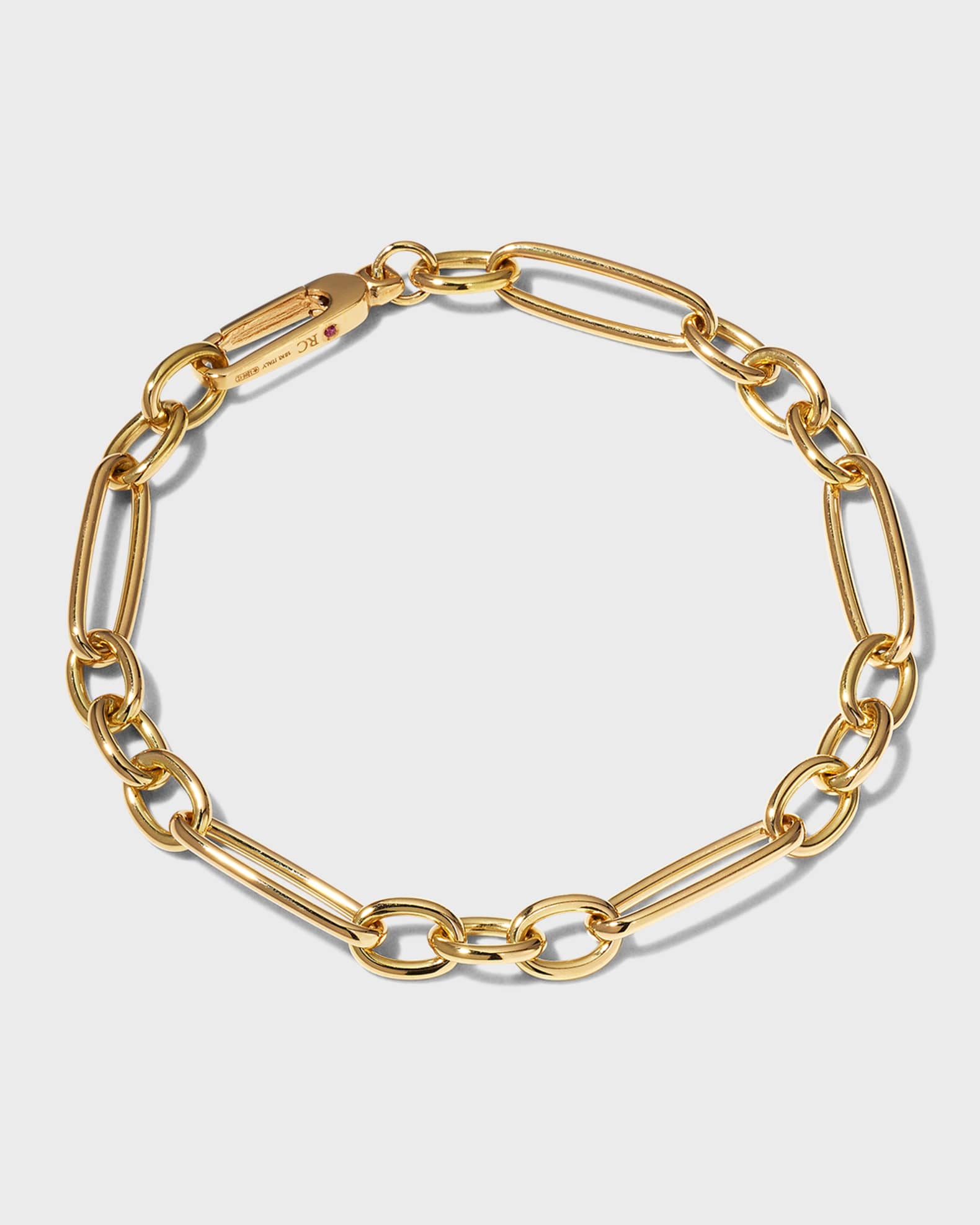 Roberto Coin Yellow Gold Alternating Long and Short Oval Link Bracelet