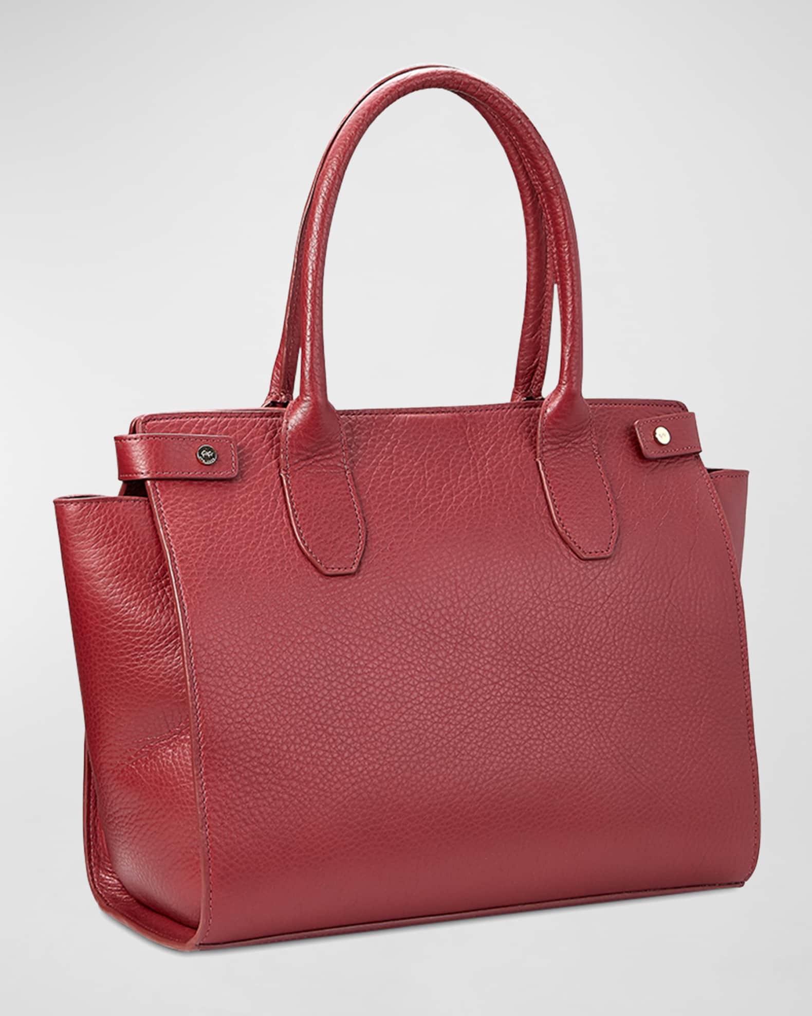 Gigi New York Reese Leather Top Handle Satchel Bag Red
