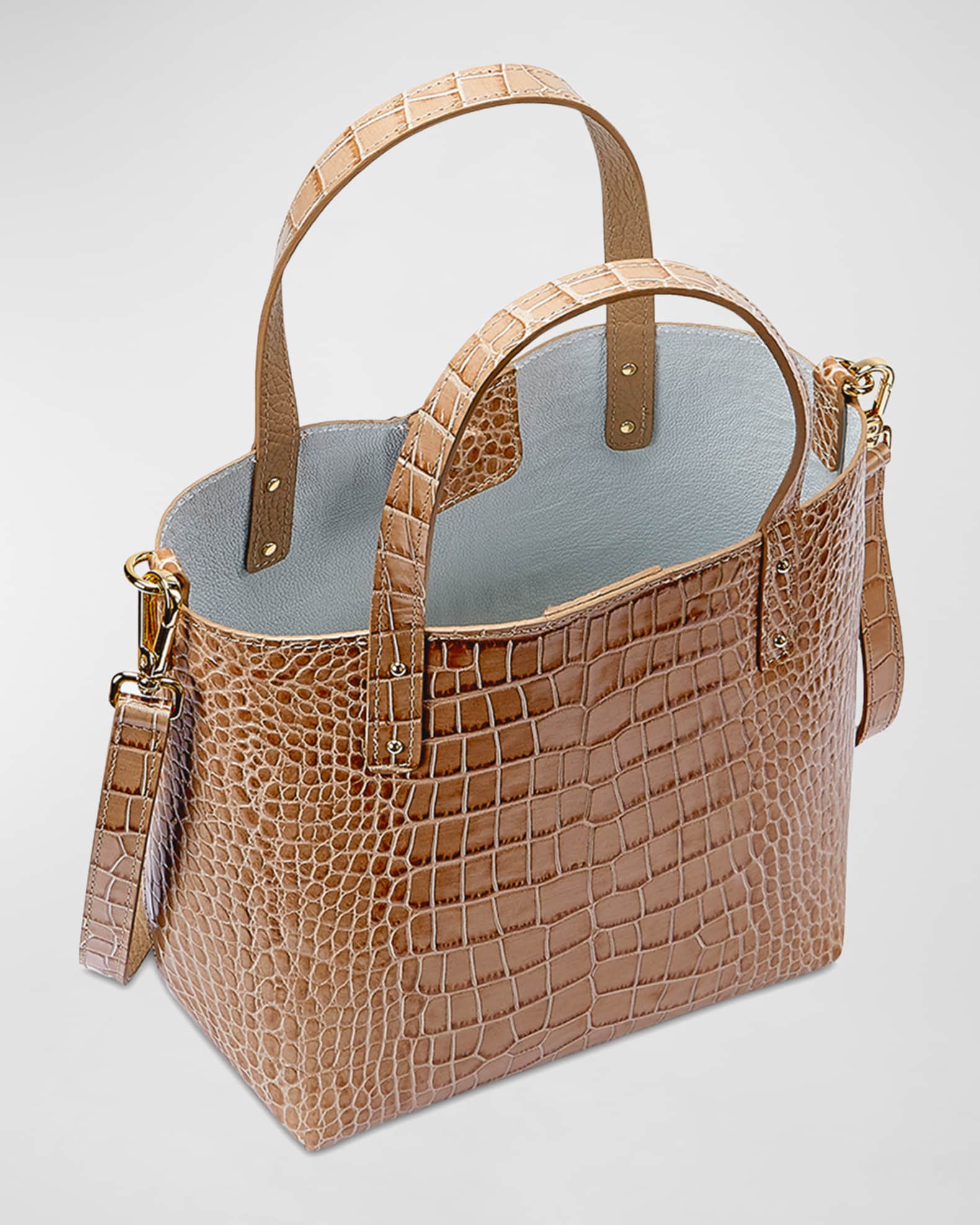 Gigi New York Alex Mock Croc Mini Tote Bag Stone