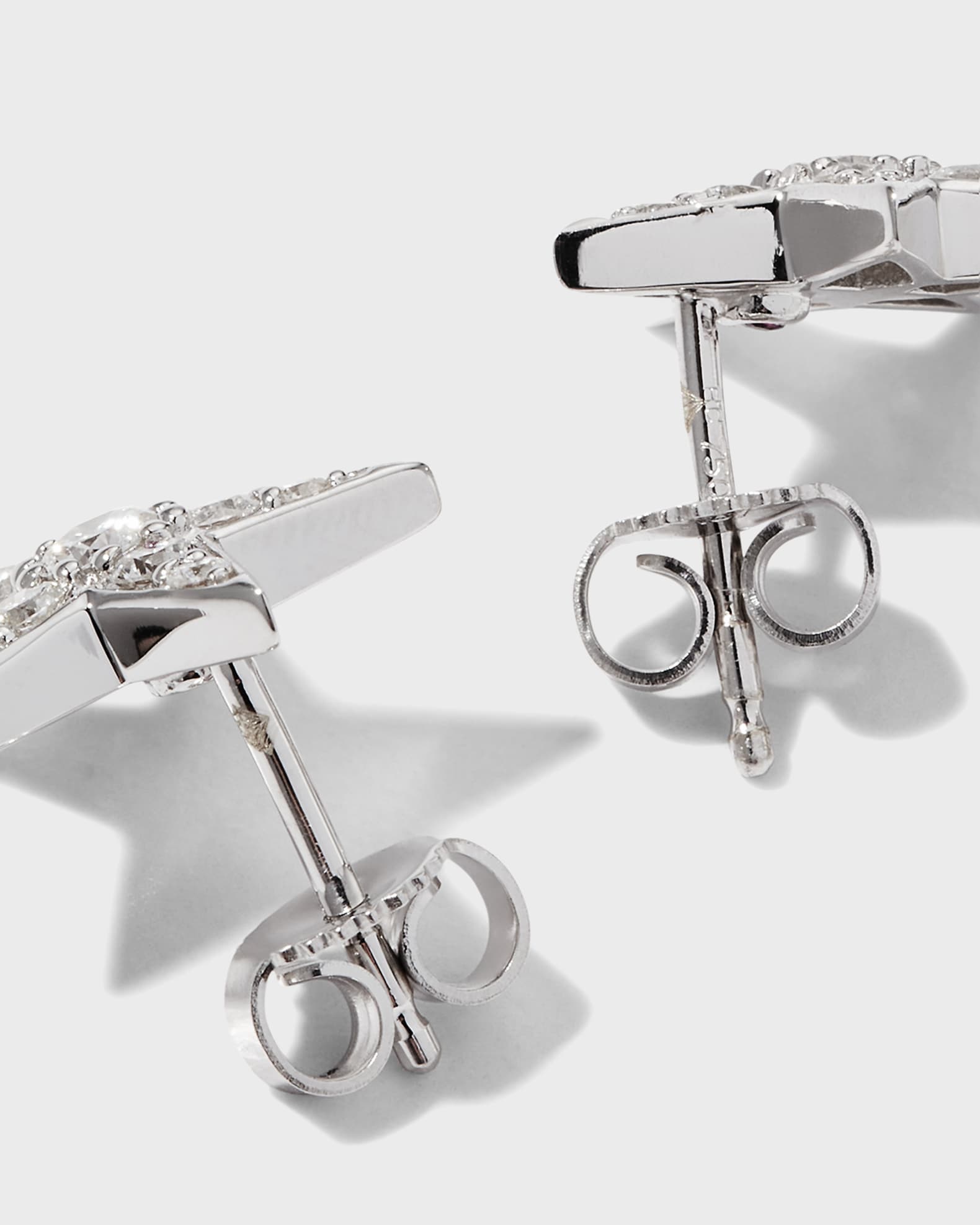 Roberto Coin 18K White Gold Diamond Star Earrings | Neiman Marcus