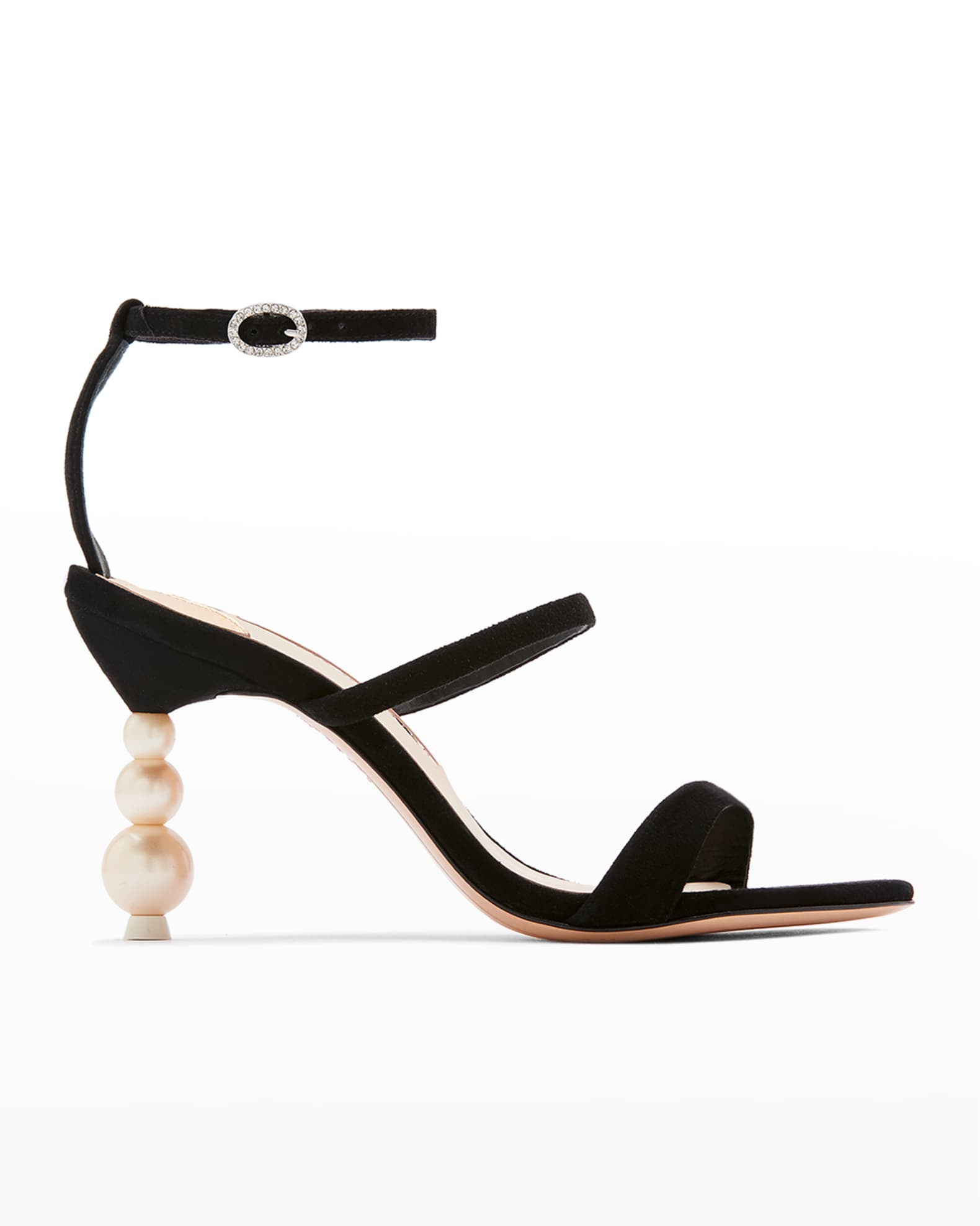 Sophia Webster Rosalind Pearl-Heel Suede Sandals | Neiman Marcus