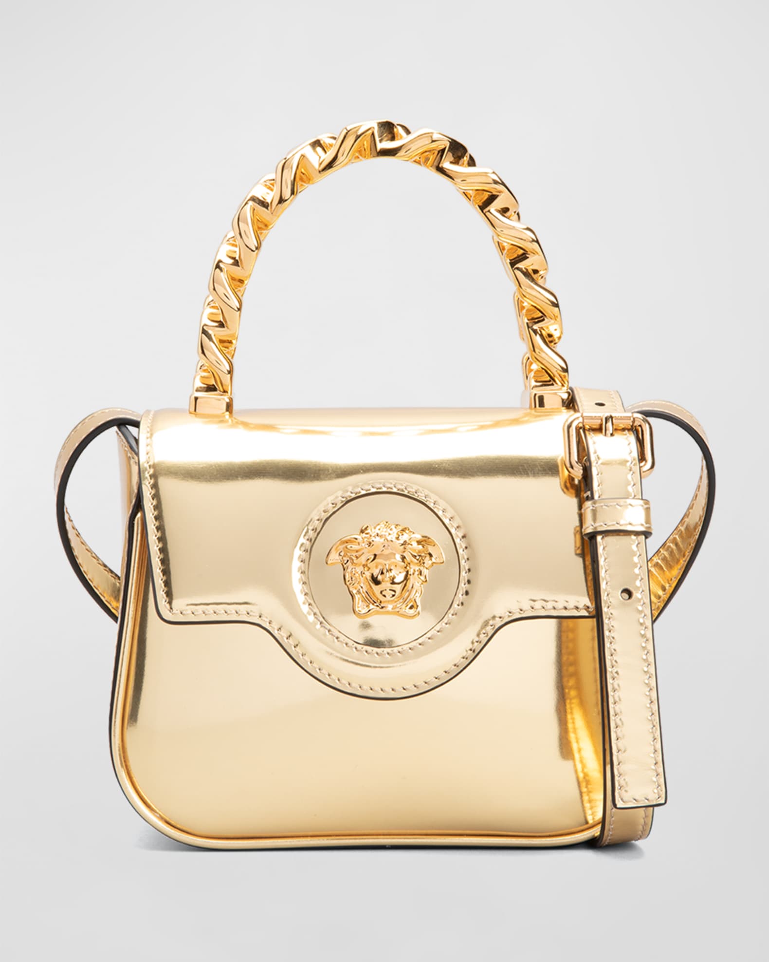 Versace Medusa Metallic Chain Crossbody Bag Gold