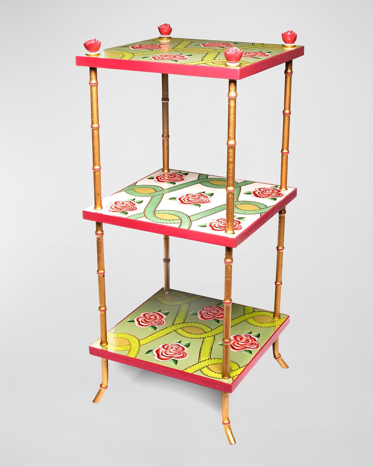 MacKenzie-Childs Really Rosy Three-Tier Table | Neiman Marcus