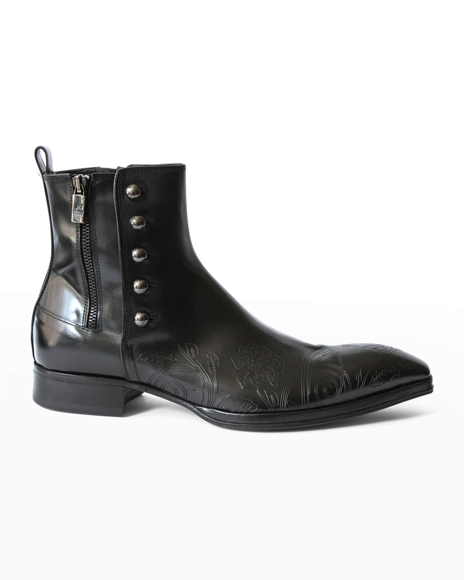 Jo Ghost Men's Floral Laser-Print Button Ankle Boots