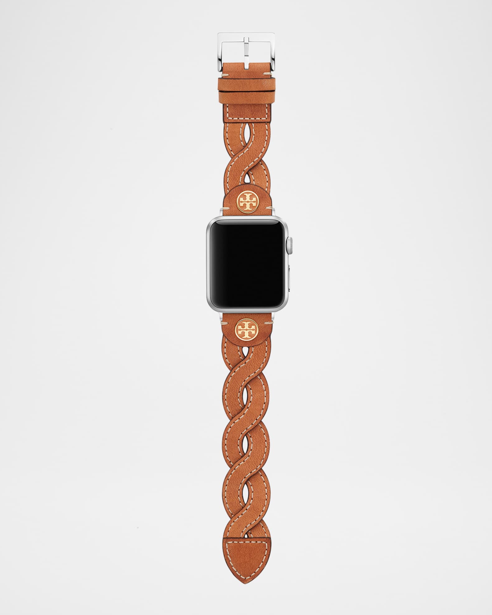 Tory Burch Braided Leather Apple Watch Band in Luggage 38 41mm Neiman Marcus