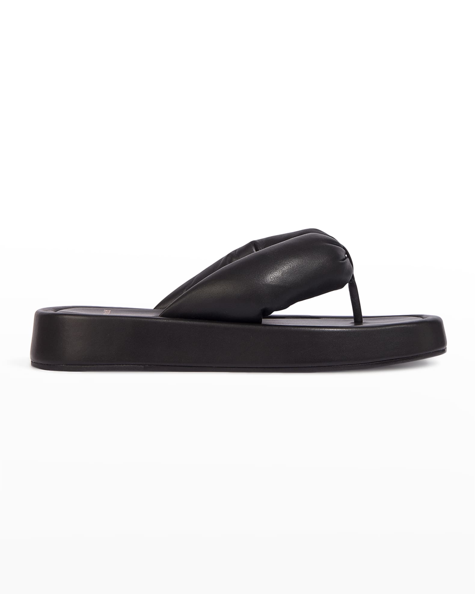 Black Suede Studio Corey Puff Leather Thong Sandals | Neiman Marcus