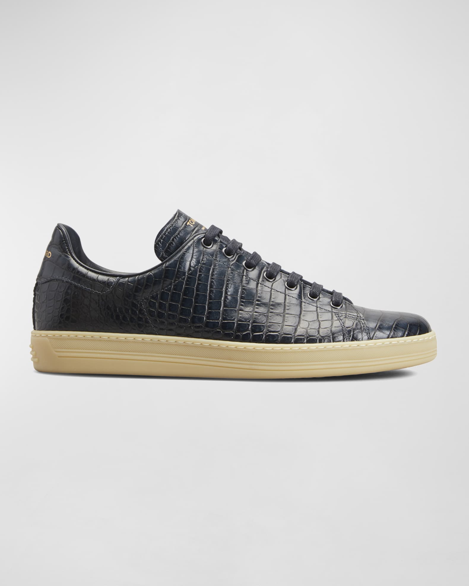 TOM FORD Men's Moc-Croc Leather Low-Top Sneakers | Neiman Marcus