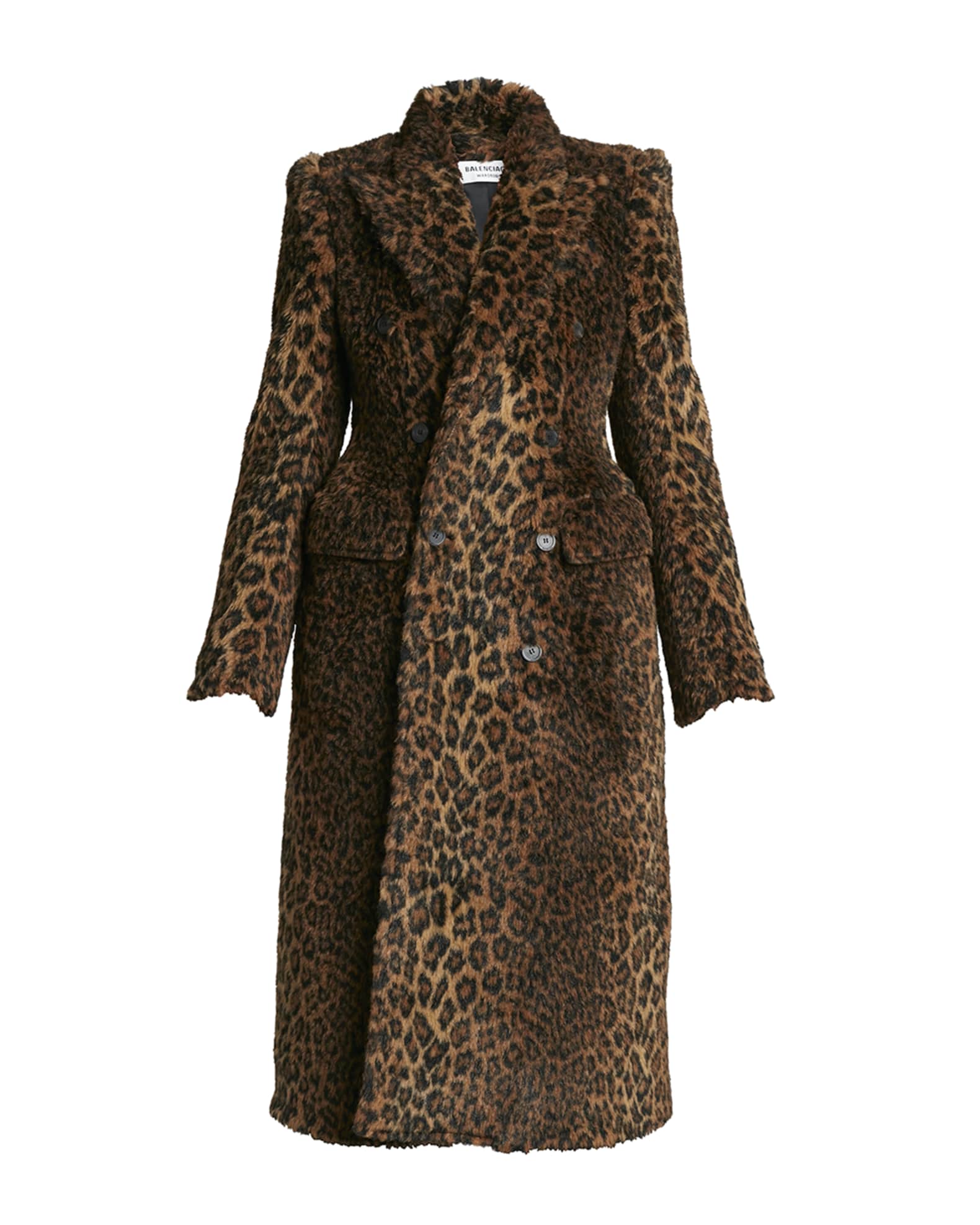 Balenciaga Leopard-Print Faux-Fur Double-Breasted Coat | Neiman Marcus