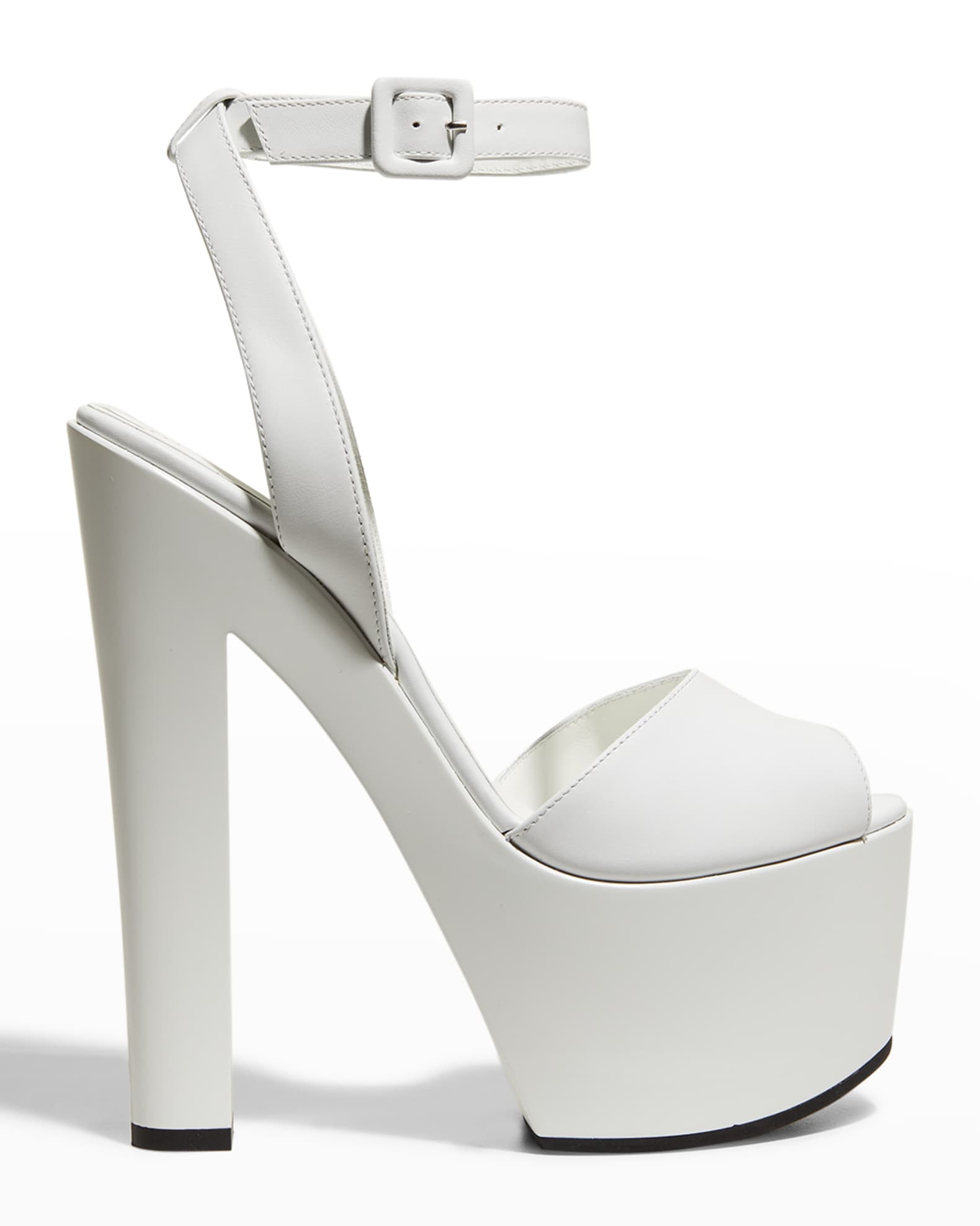 white ankle strap platform sandals