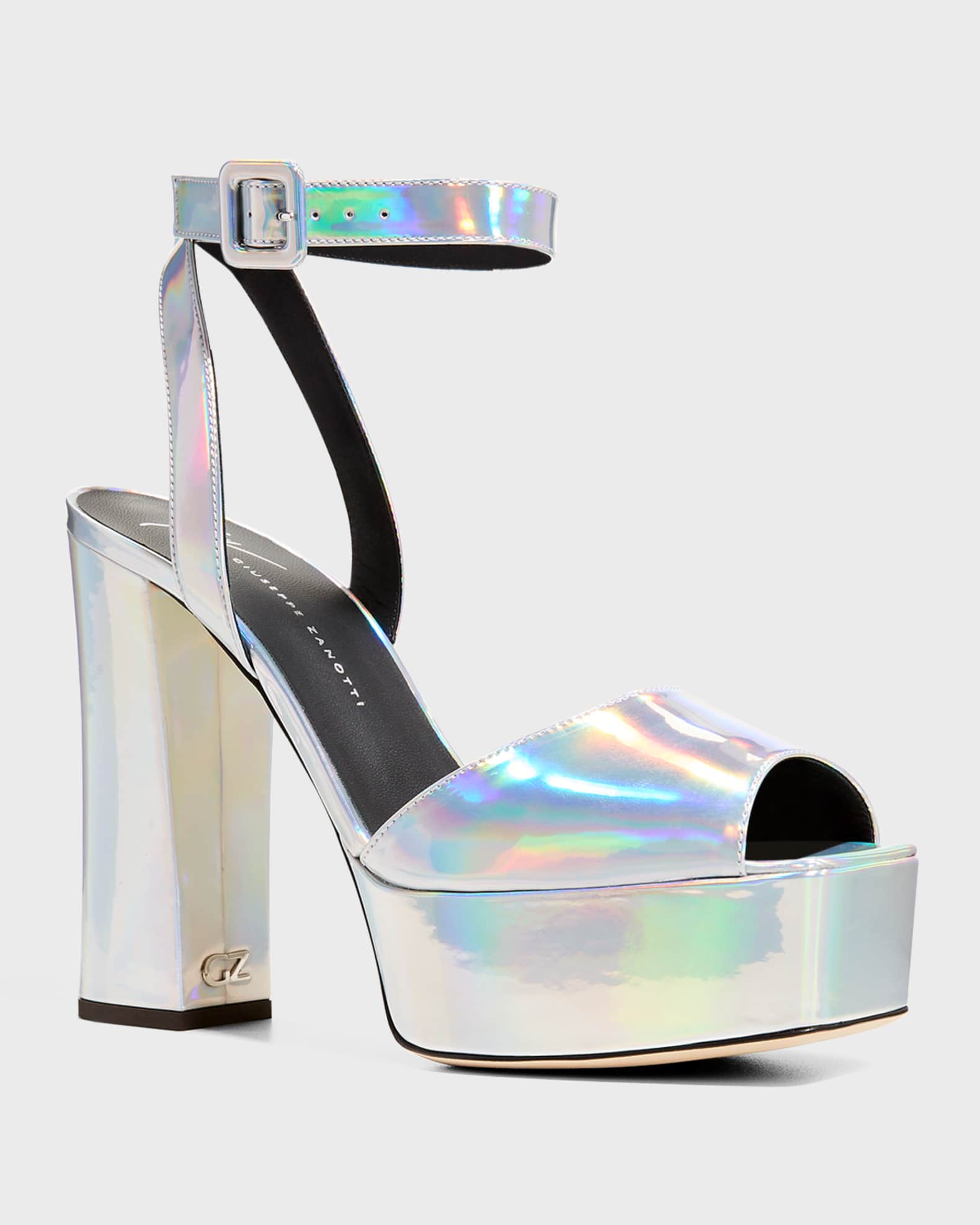 Metropolis Metallic Ankle-Strap Platform Sandals 1