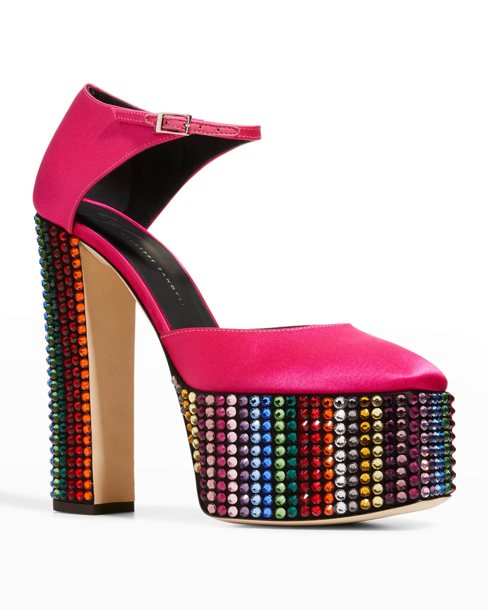 Giuseppe Zanotti Raso Kuala Crystal Rainbow Platform Sandals | Neiman ...