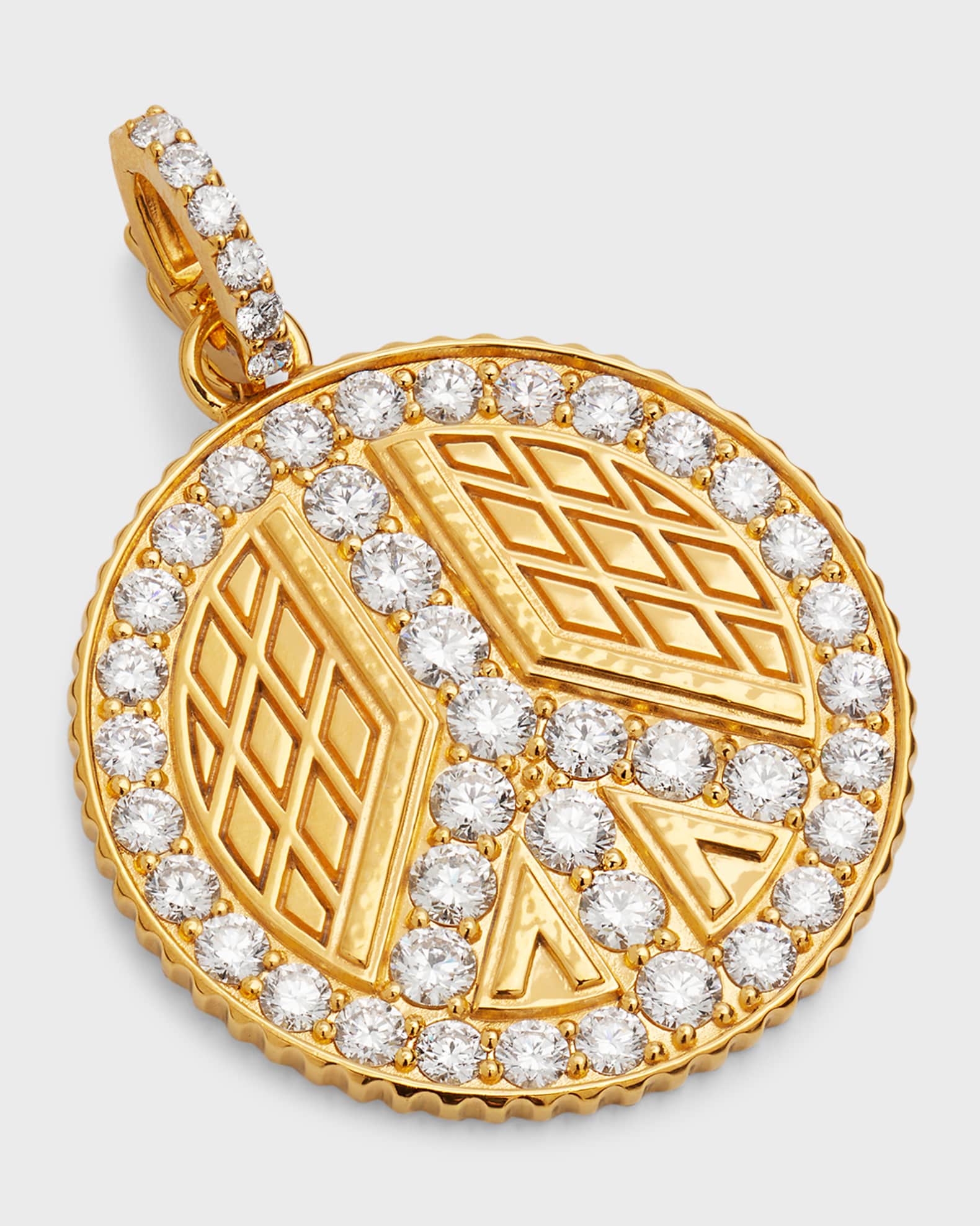 Buddha Mama 20K Diamond Peace Sign Pendant Neiman Marcus