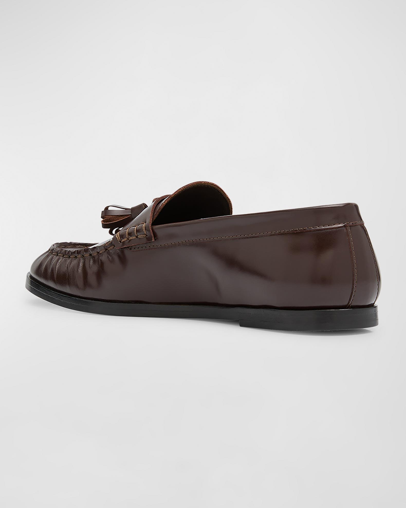THE ROW Calfskin Tassel Boyfriend Loafers | Neiman Marcus display picture 3