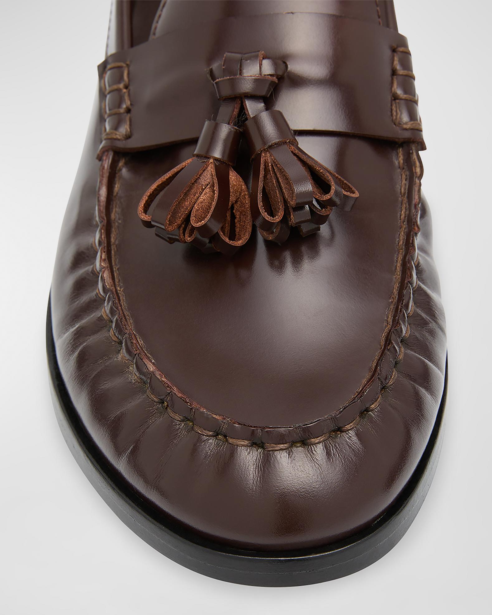 THE ROW Calfskin Tassel Boyfriend Loafers | Neiman Marcus display picture 2