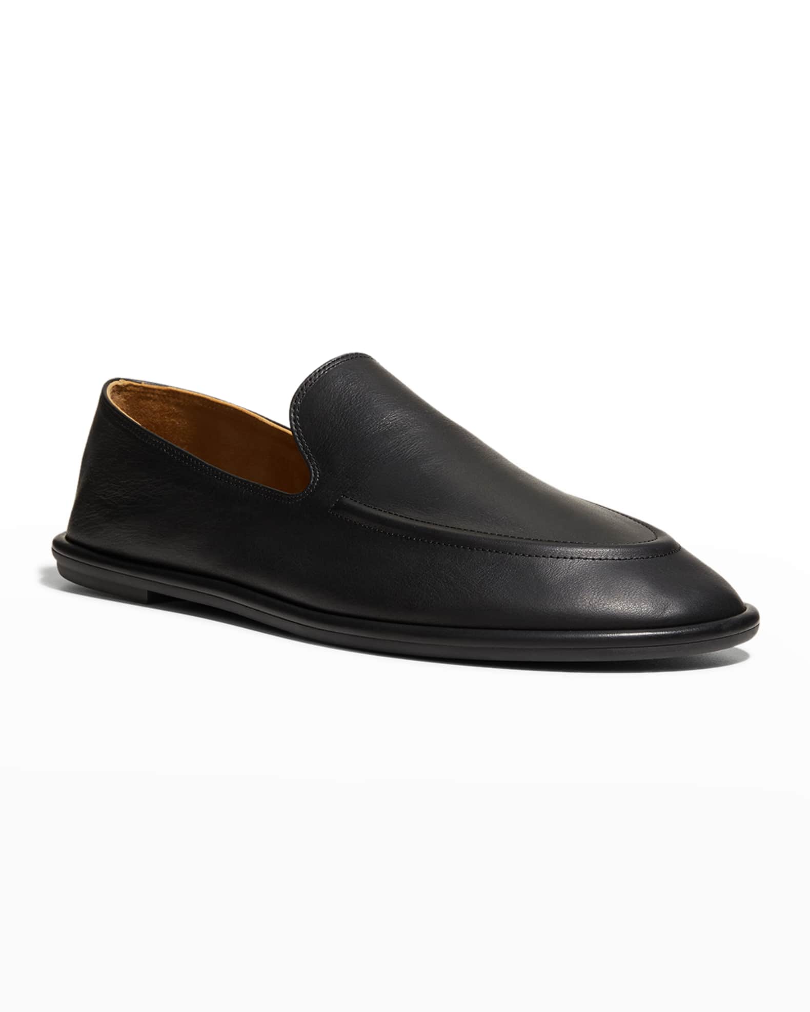 THE ROW Canal Leather Slip-On Loafers | Neiman Marcus