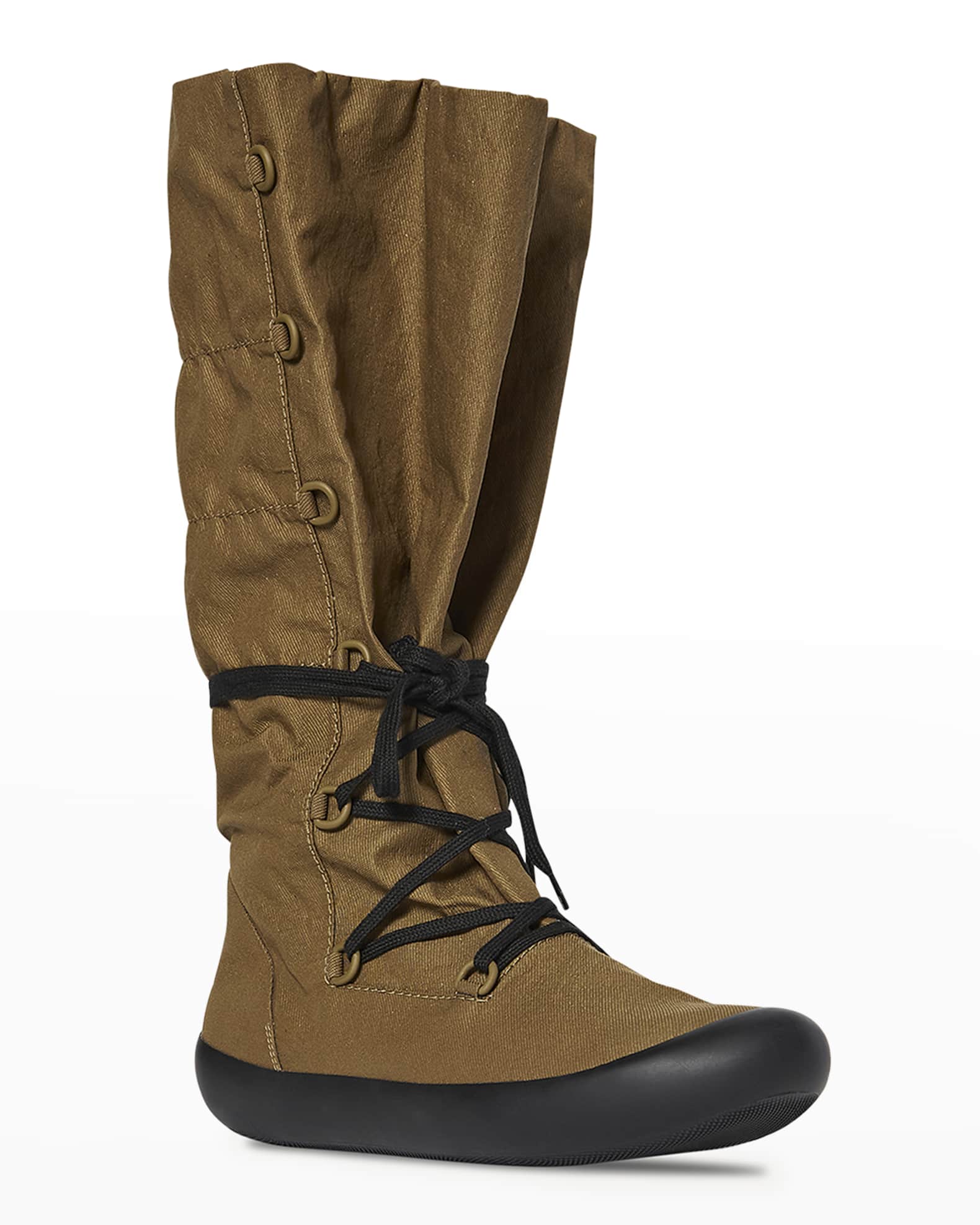 Banana Nylon Lace-Up Mid Boots 1