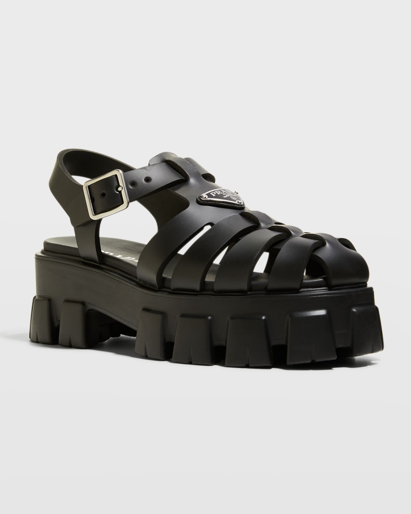 Prada Rubber Logo Chunky-Sole Fisherman Sandals | Neiman Marcus