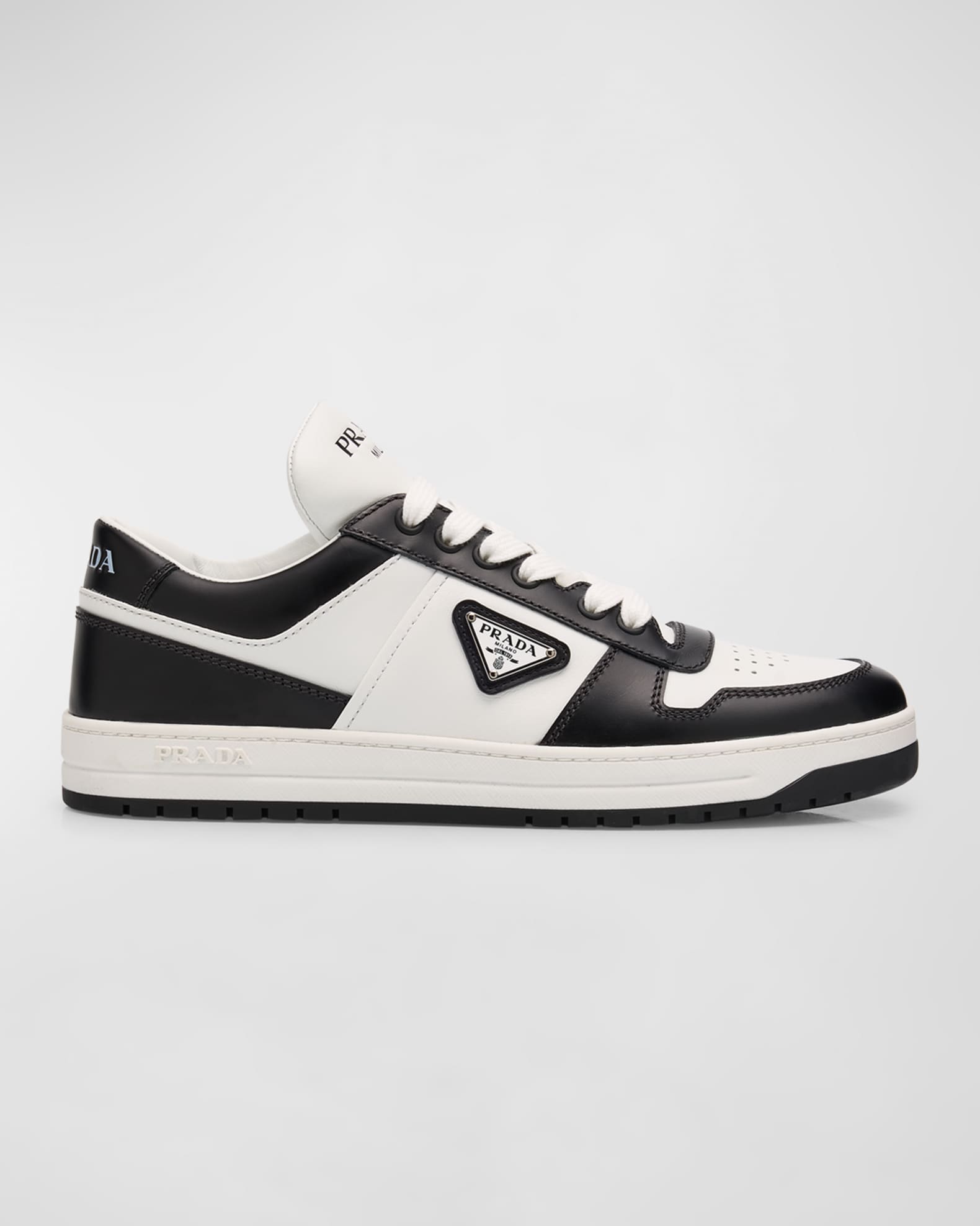 Prada Bicolor Leather Low-Top Court Sneakers