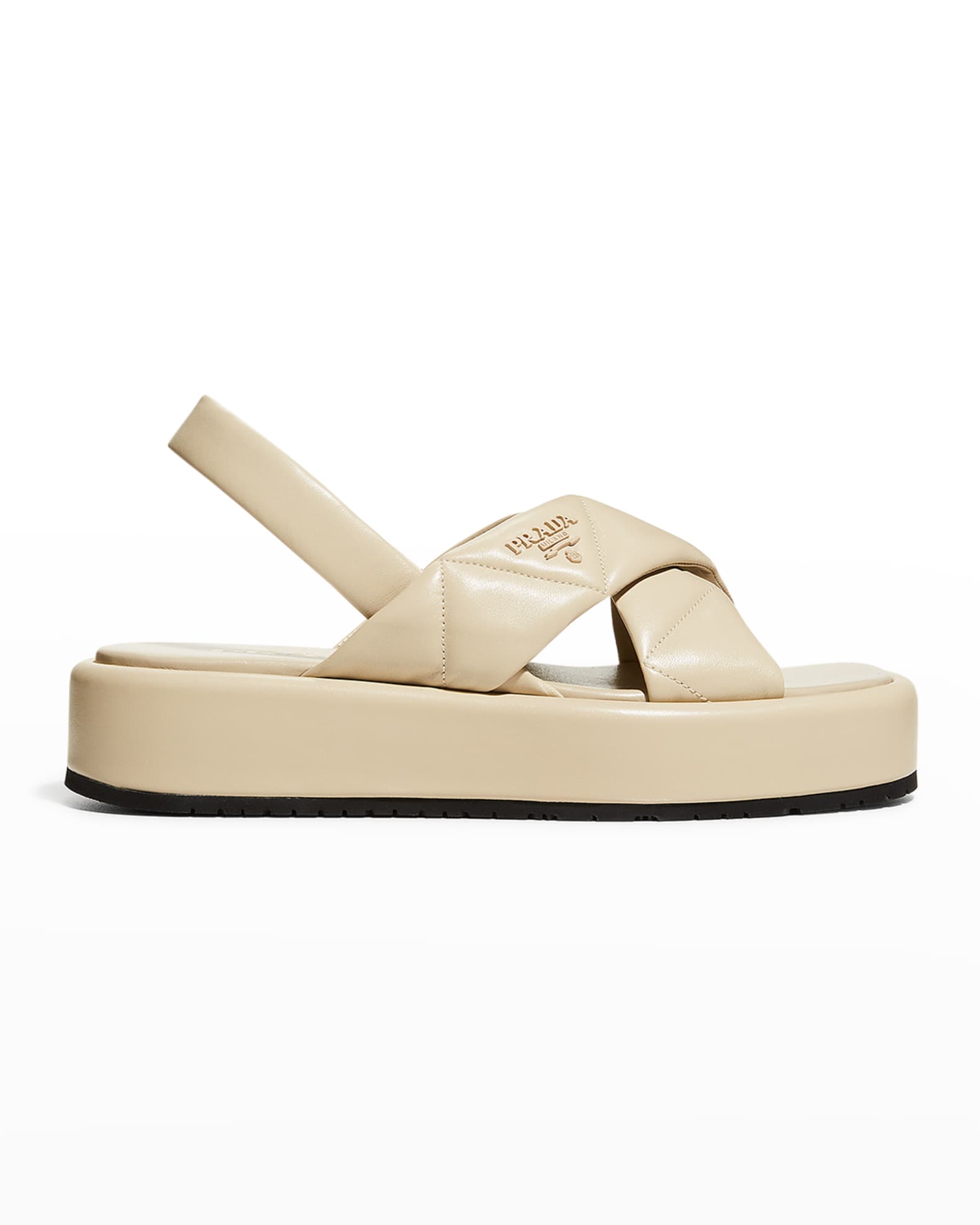 Prada Quilted Lambskin Flatform Sandals | Neiman Marcus