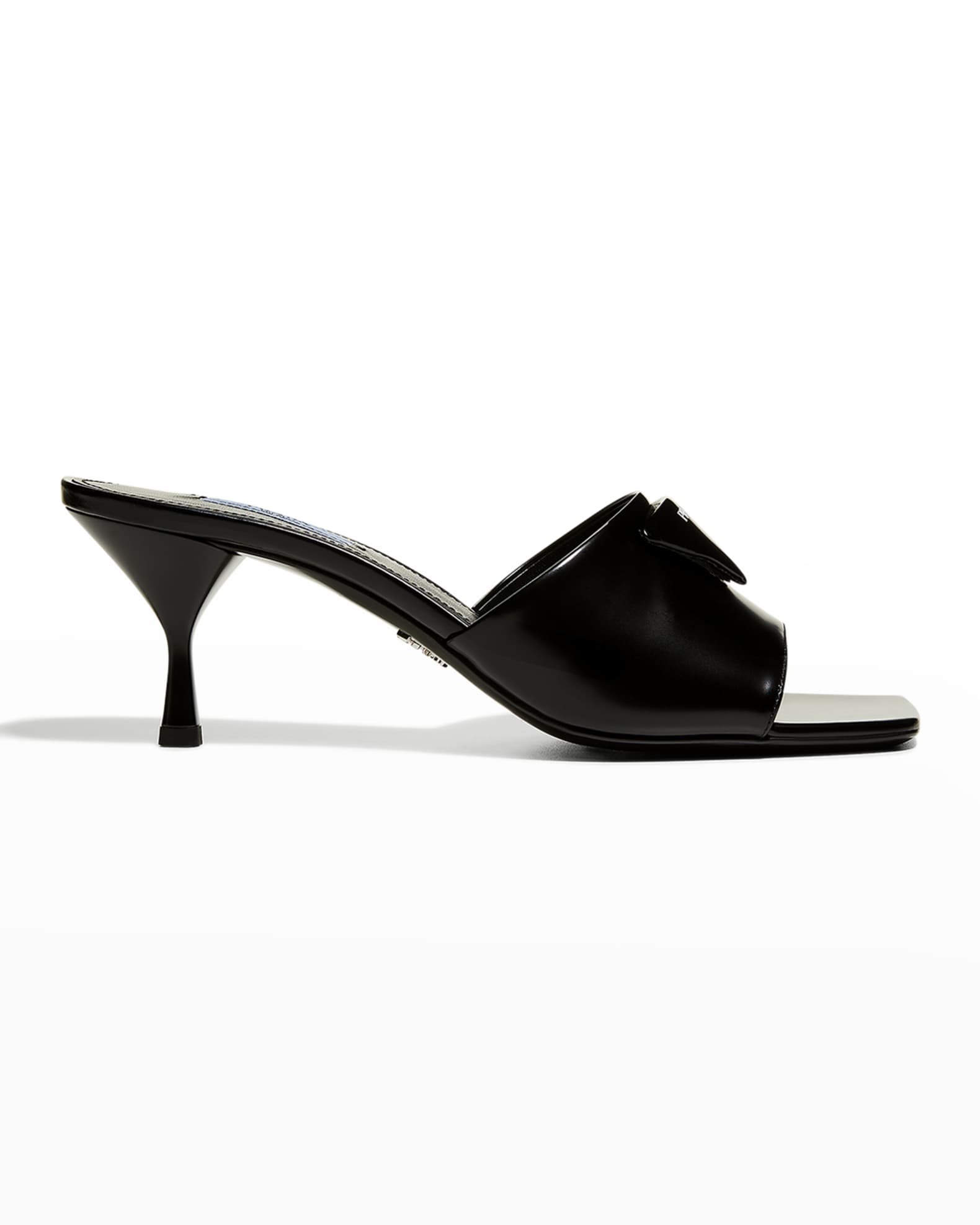 Prada Logo Triangle Kitten-Heel Sandals | Neiman Marcus