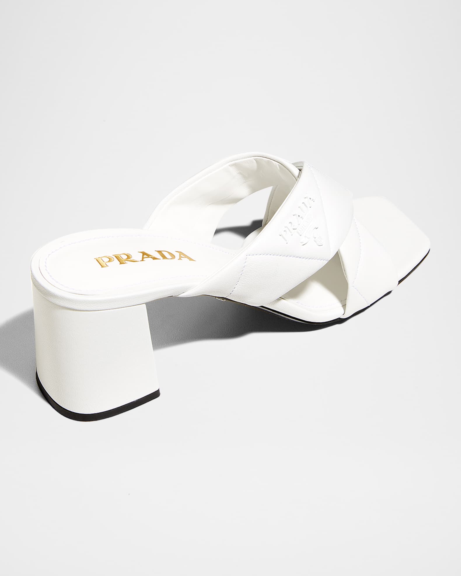 PRADA 25S CRISSCROSS SANDALS IN WHITE CALFSKIN main image 0