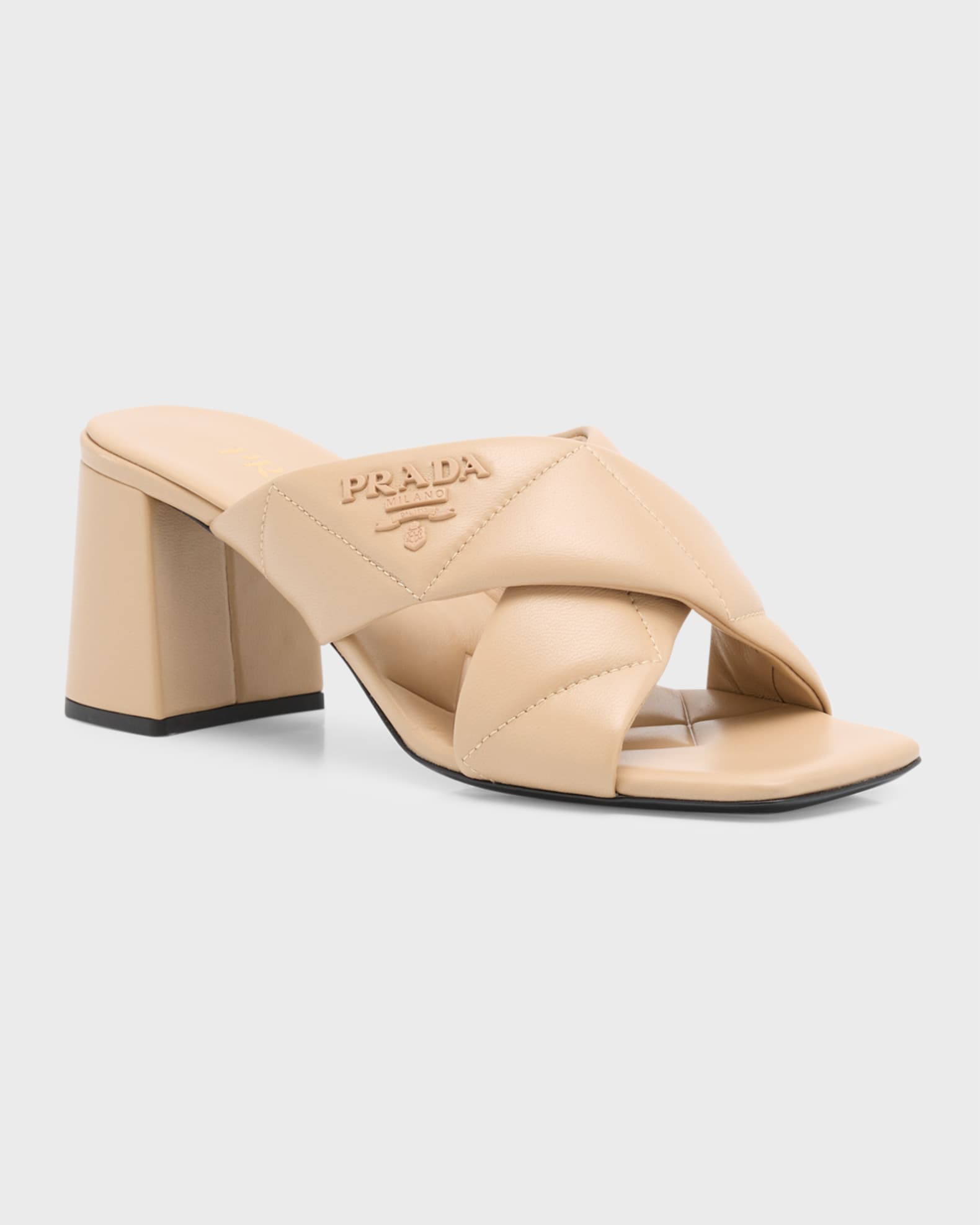 Quilted Lambskin Crisscross Slide Sandals 1
