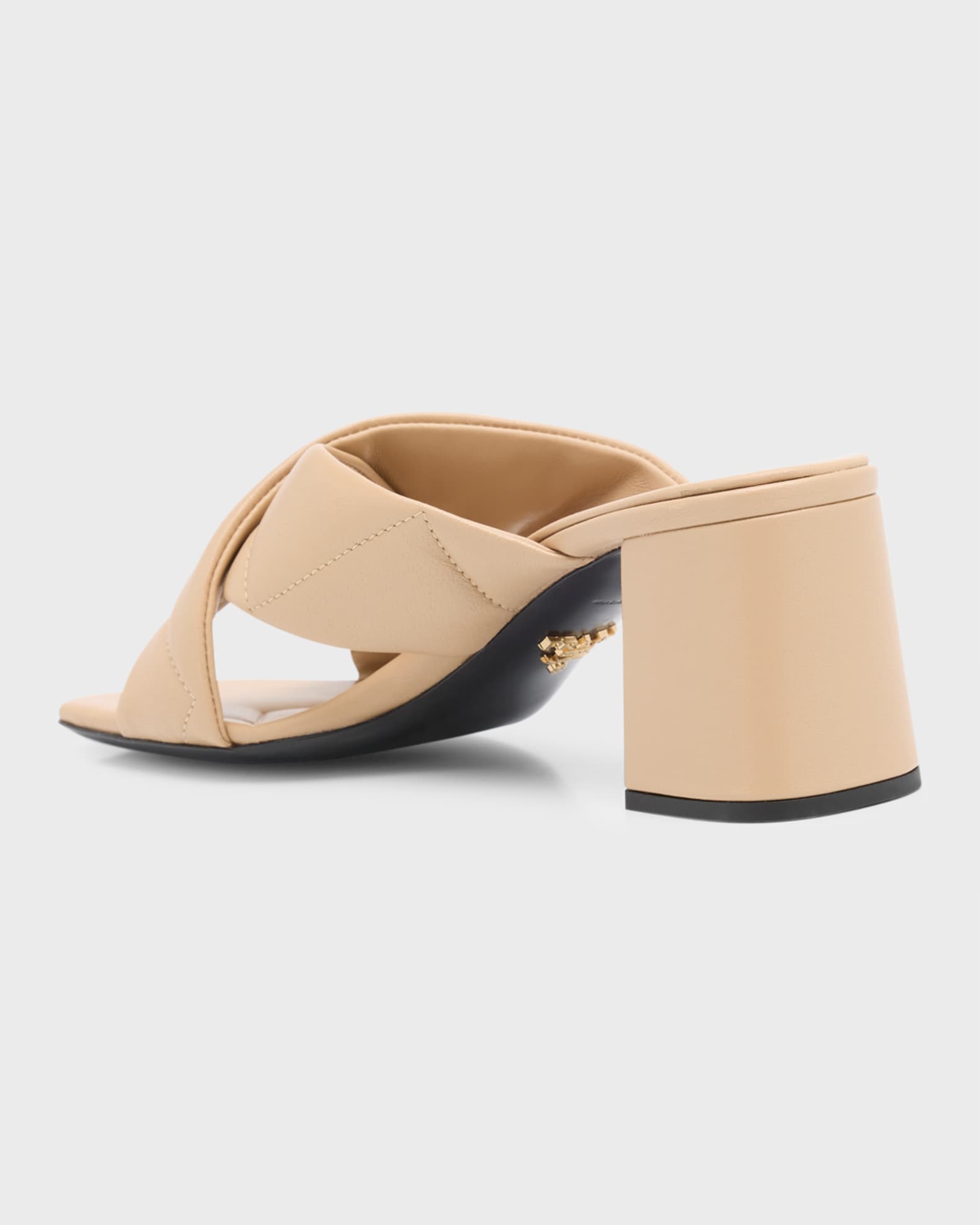 Prada Quilted Lambskin Crisscross Slide Sandals | Neiman Marcus