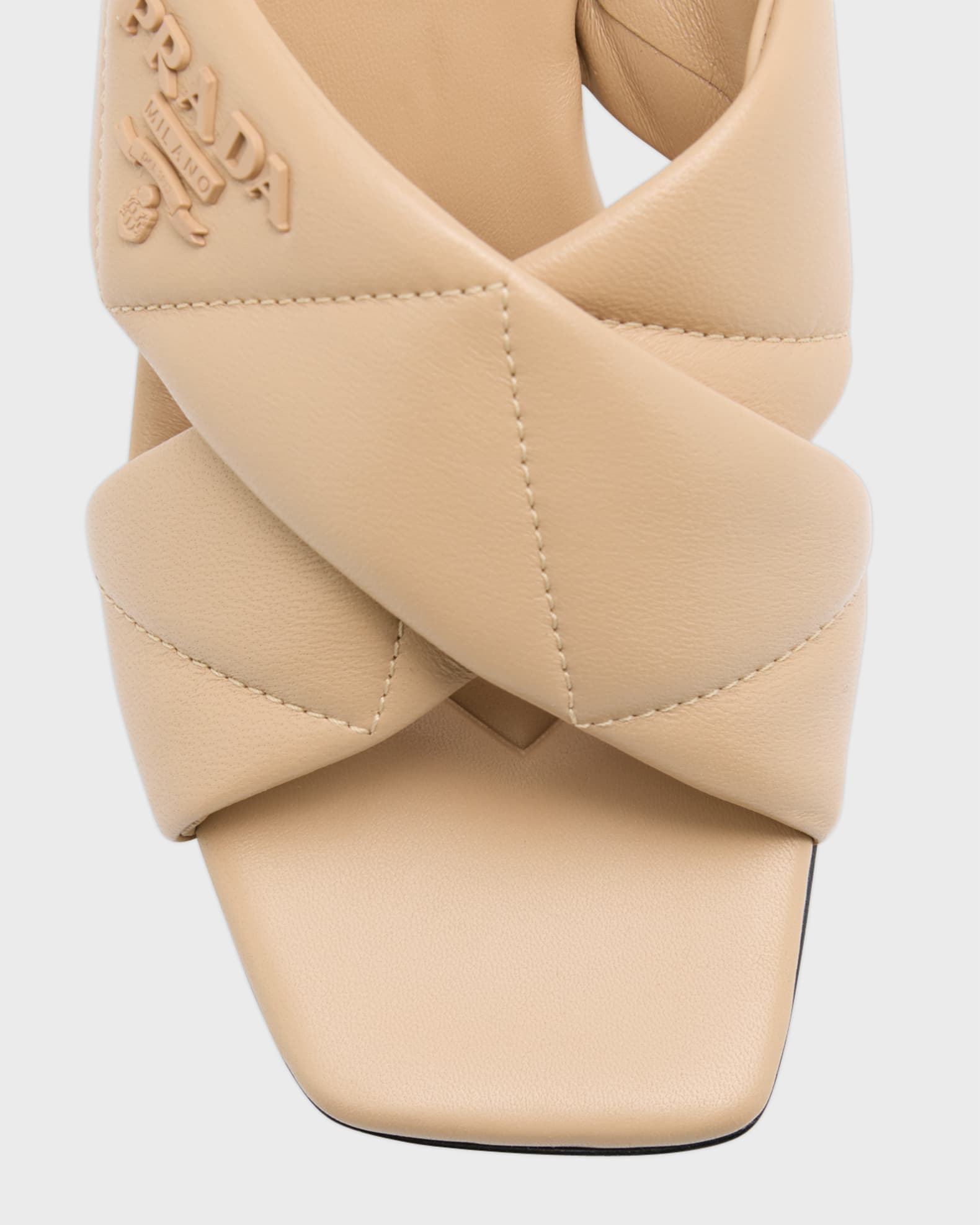 ★PRADA CRISS CROSS LEATHER SANDALS クリスクロス サンダル Prada Crisscross logo-triangle Leather Sandals | Black