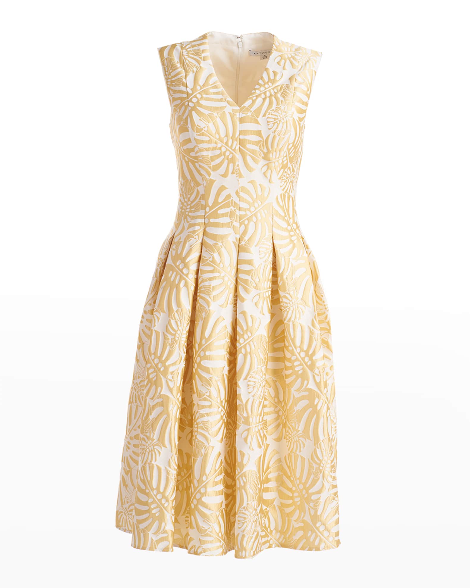 Kay Unger New York Liana Pleated Jacquard Dress Neiman Marcus