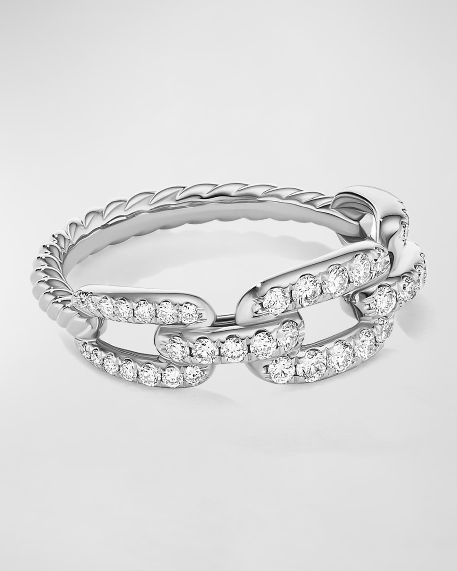 Stax Chain Link Diamond Ring in 18K White Gold Neiman Marcus