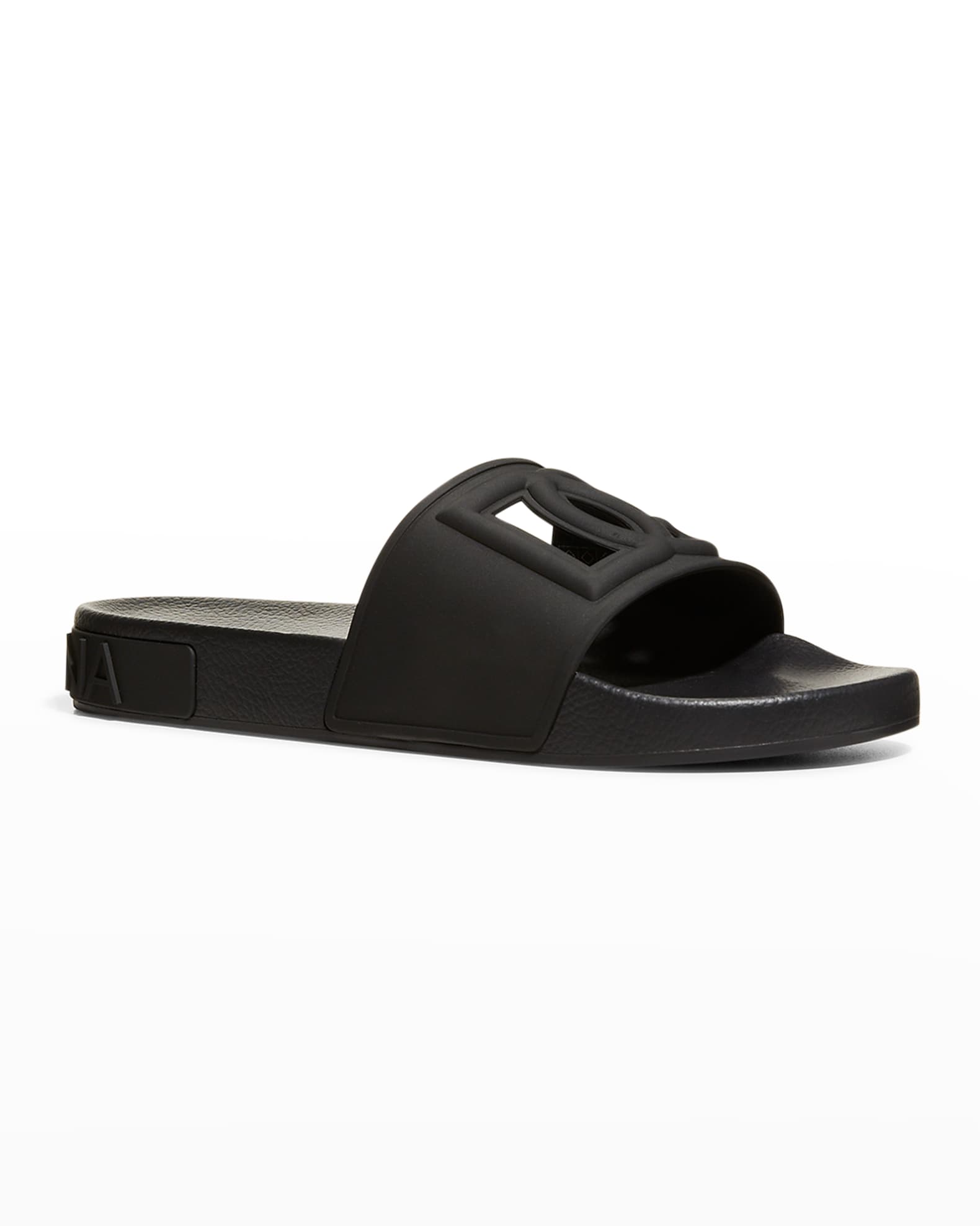 Dolce&Gabbana DG Cutout Pool Slide Sandals | Neiman Marcus