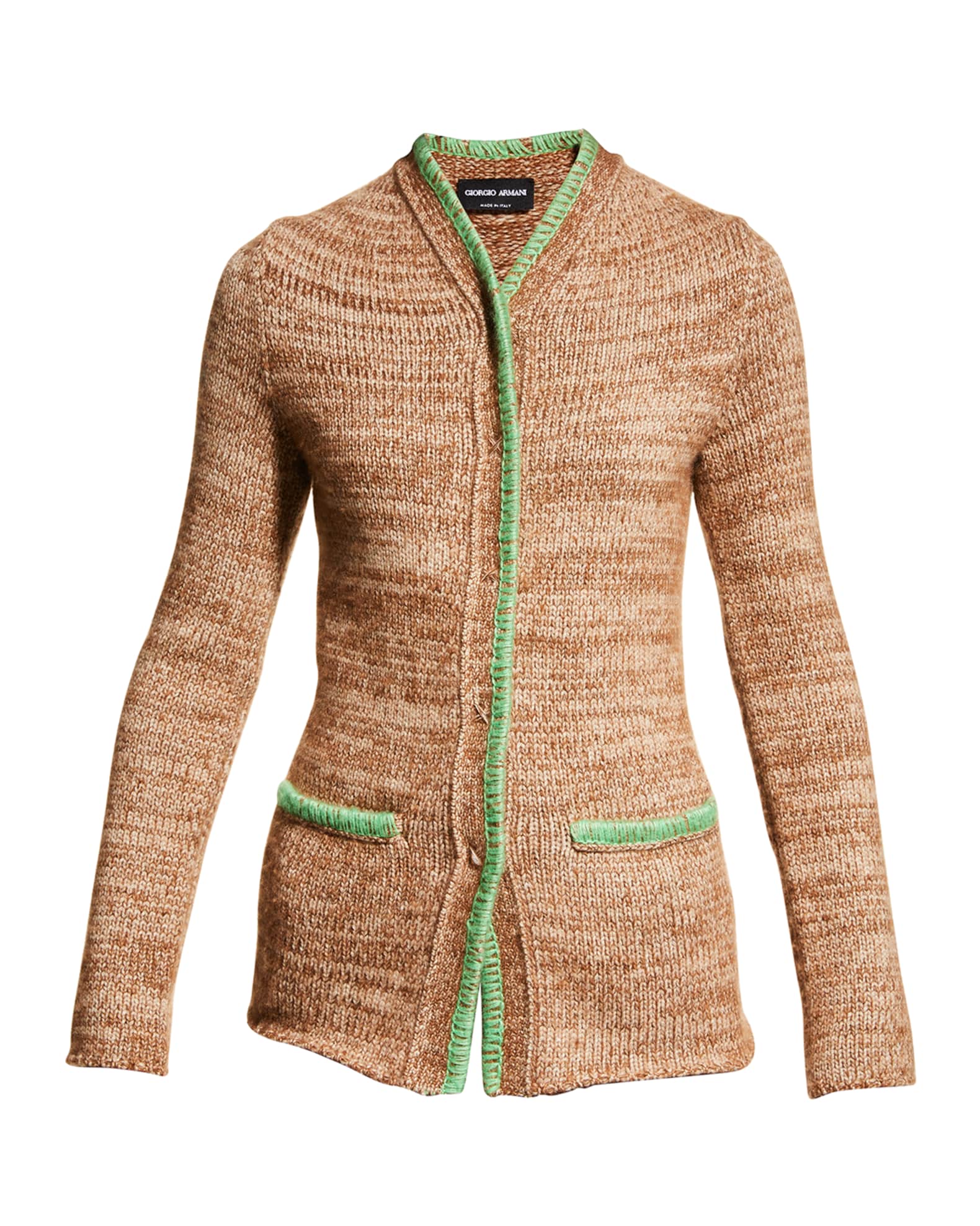 Snap-Front Cashmere Jacket w/ Contrast Stitching 0