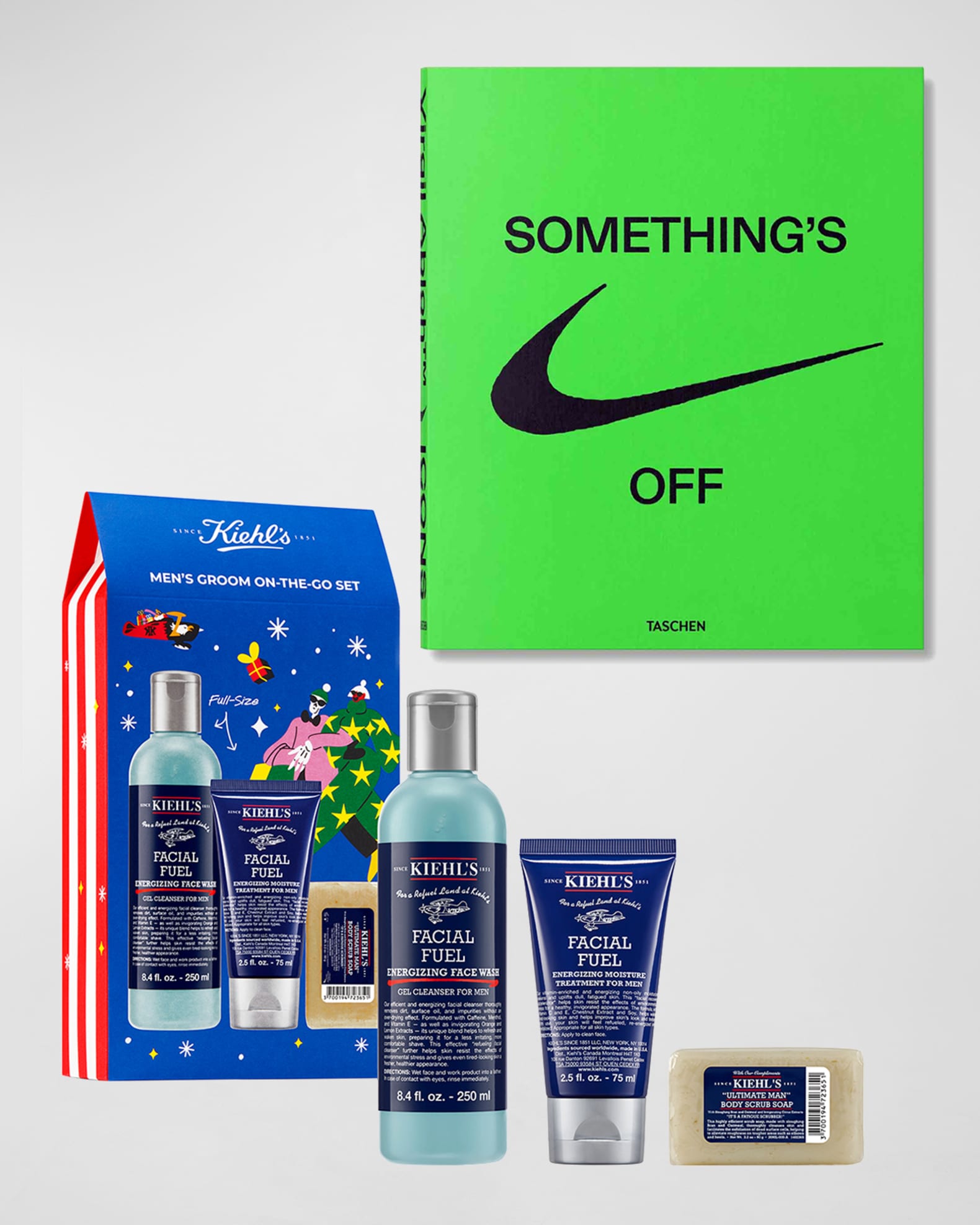 Neiman Marcus Virgil Abloh Nike Icons Book Kiehls Men s Facial Set Flask and Scarf Gift Box Set Neiman Marcus