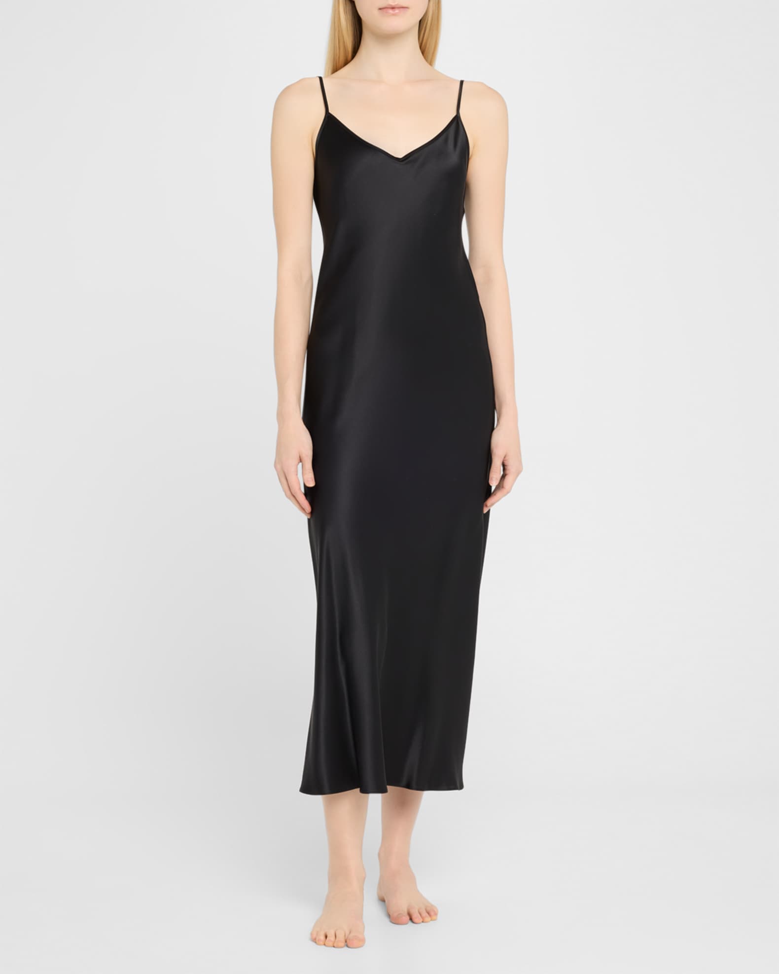Long Silk Satin Nightgown 1