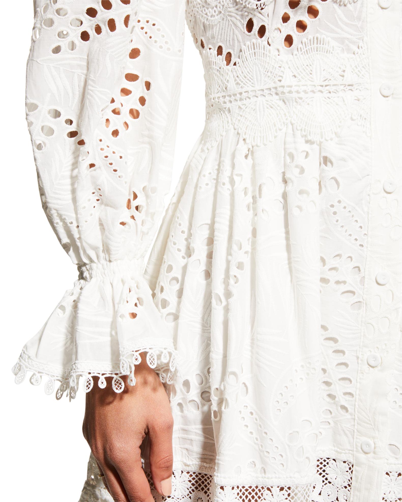 CHARTOU Women's Cotton Eyelet Maxi Dress | Boho Embroidered Flowy Swing Dress | Summer Tiered A-Line Dress