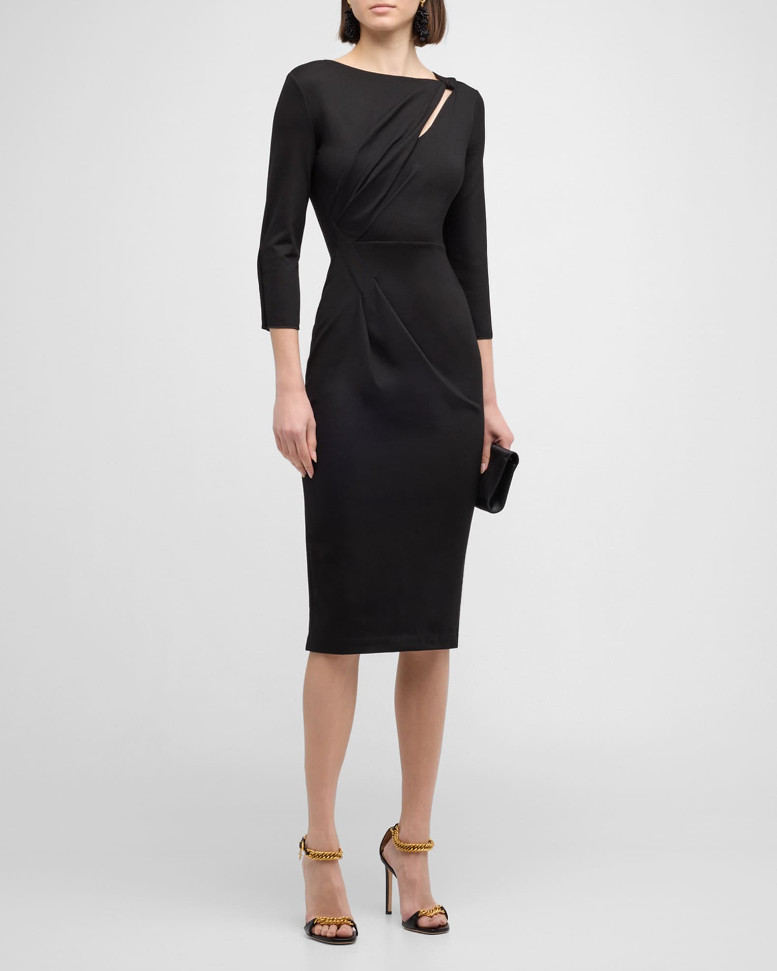 Giorgio Armani Asymmetric Keyhole Midi Dress | Neiman Marcus