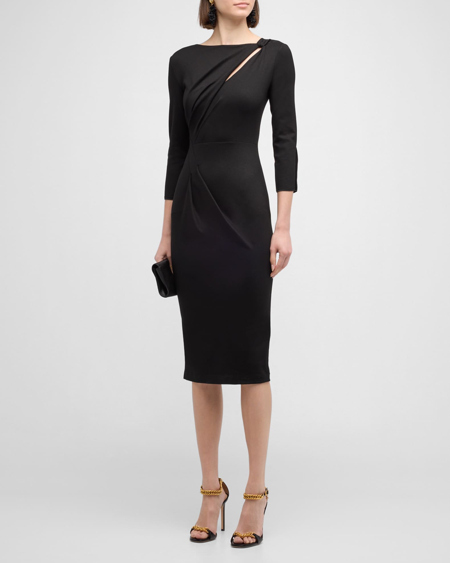 Giorgio Armani Asymmetric Keyhole Midi Dress | Neiman Marcus