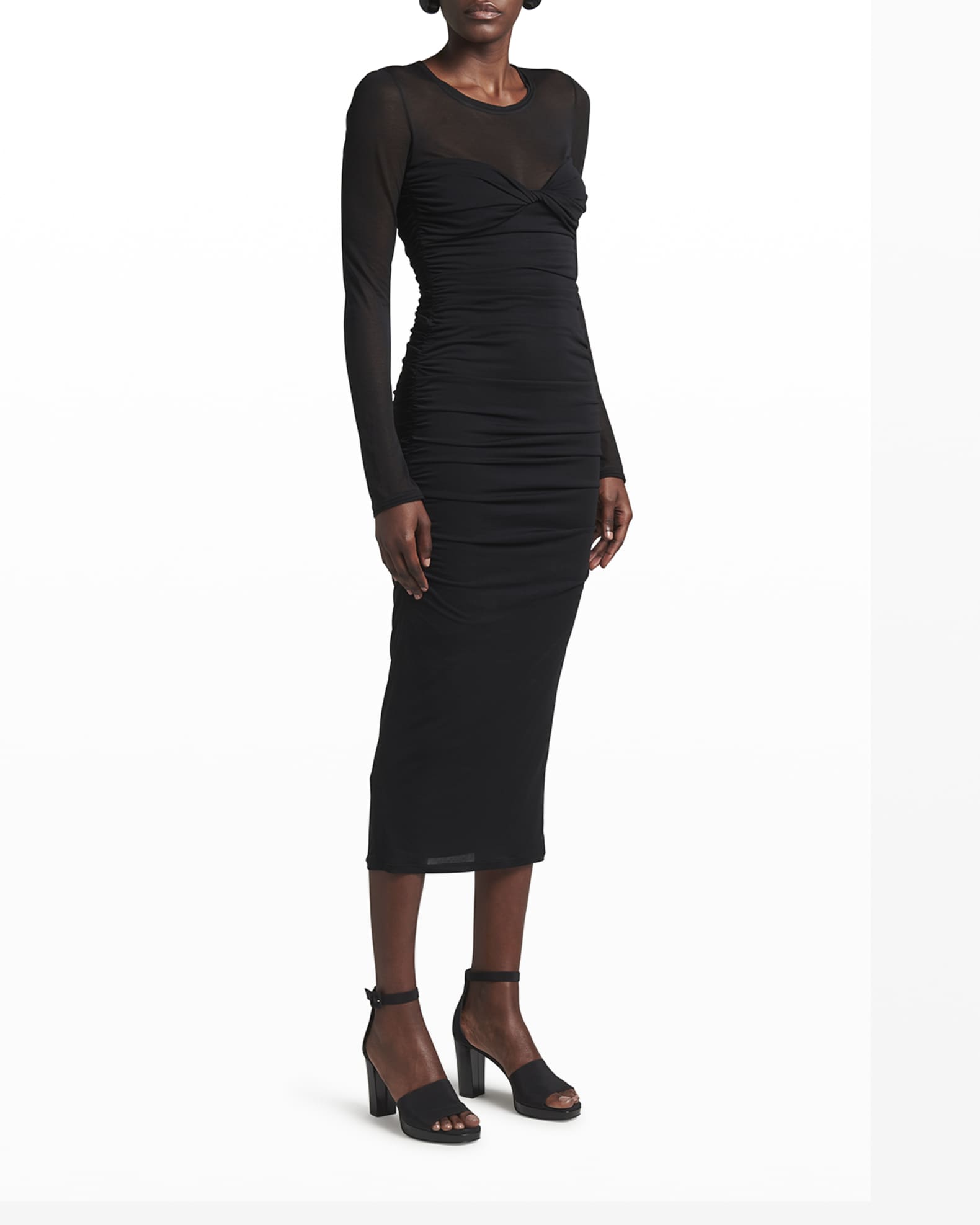 Ruched Twist-Bustier Midi Dress 1