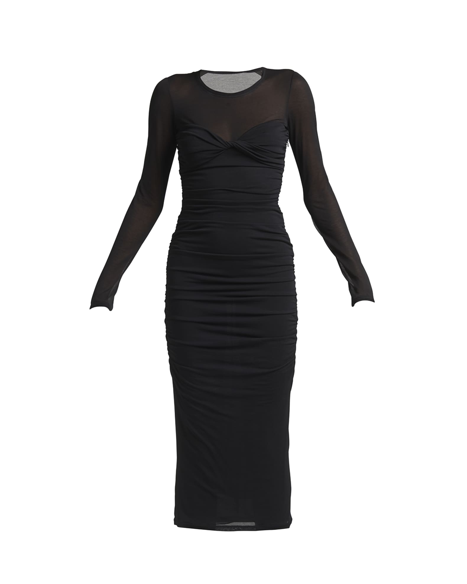 Ruched Twist-Bustier Midi Dress 0