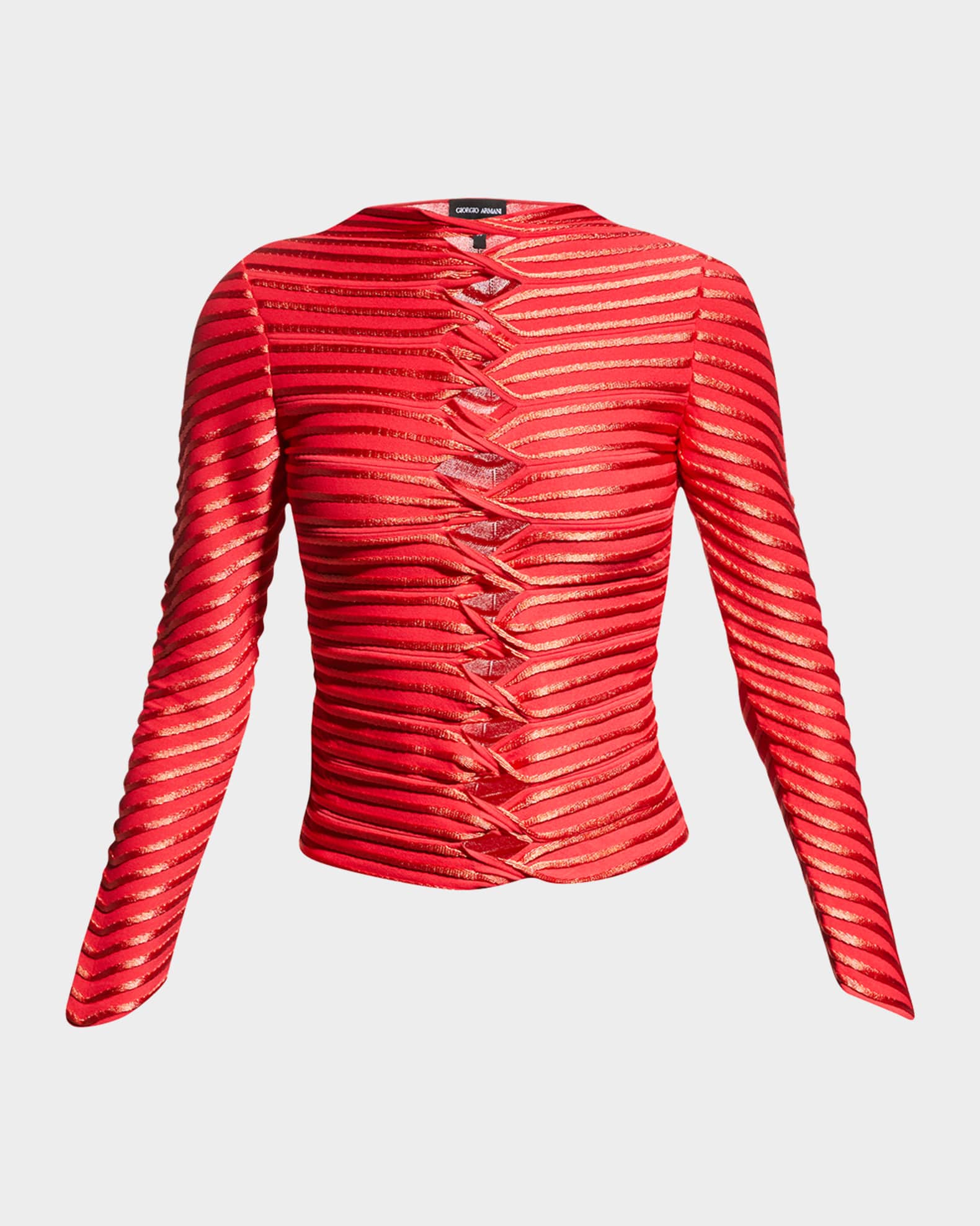 春夏新作 Striped Armani Giorgio Twist-Cutout Marcus Neiman | Top トップス