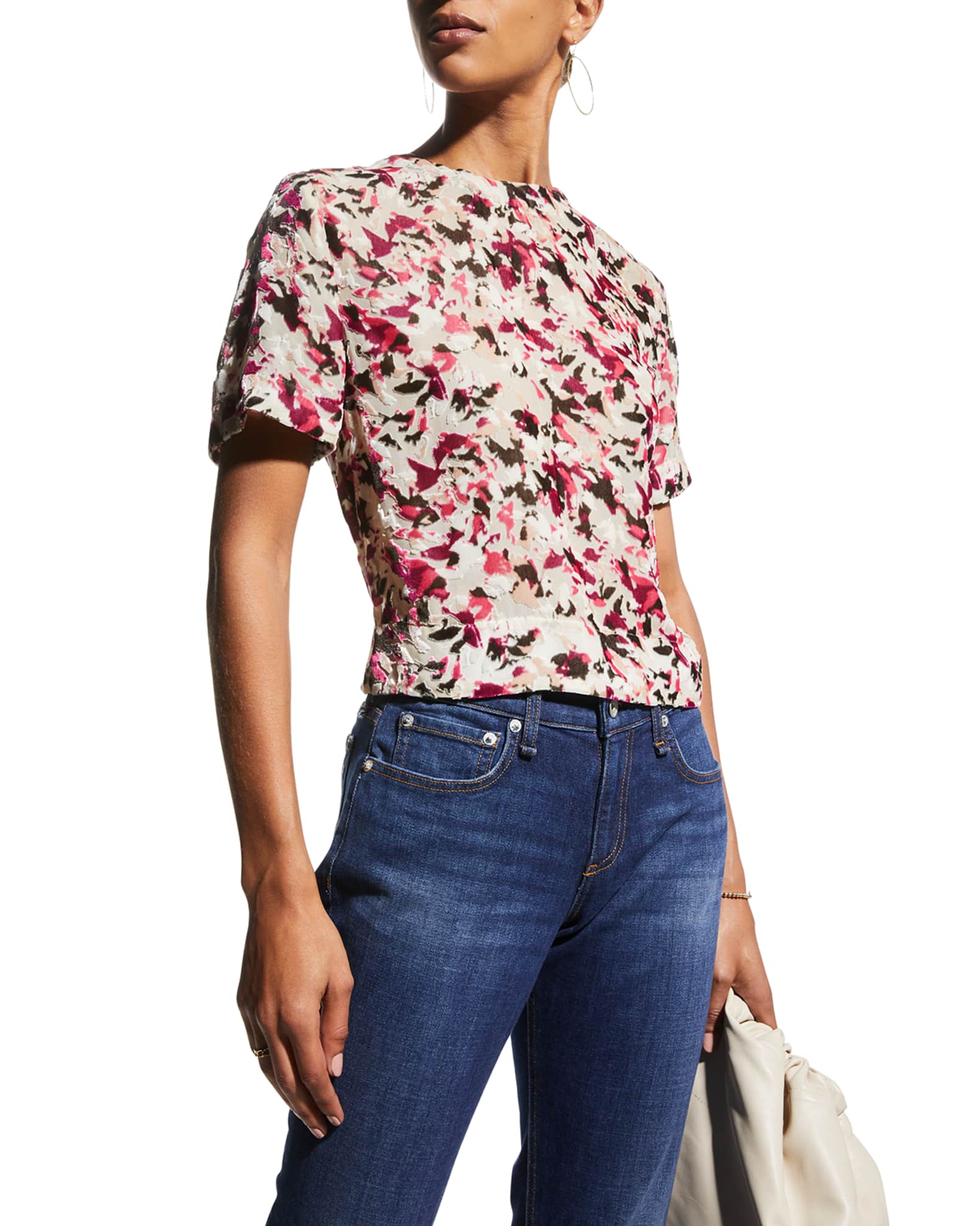 Rag Bone Gia Cropped Burnout Tee Neiman Marcus