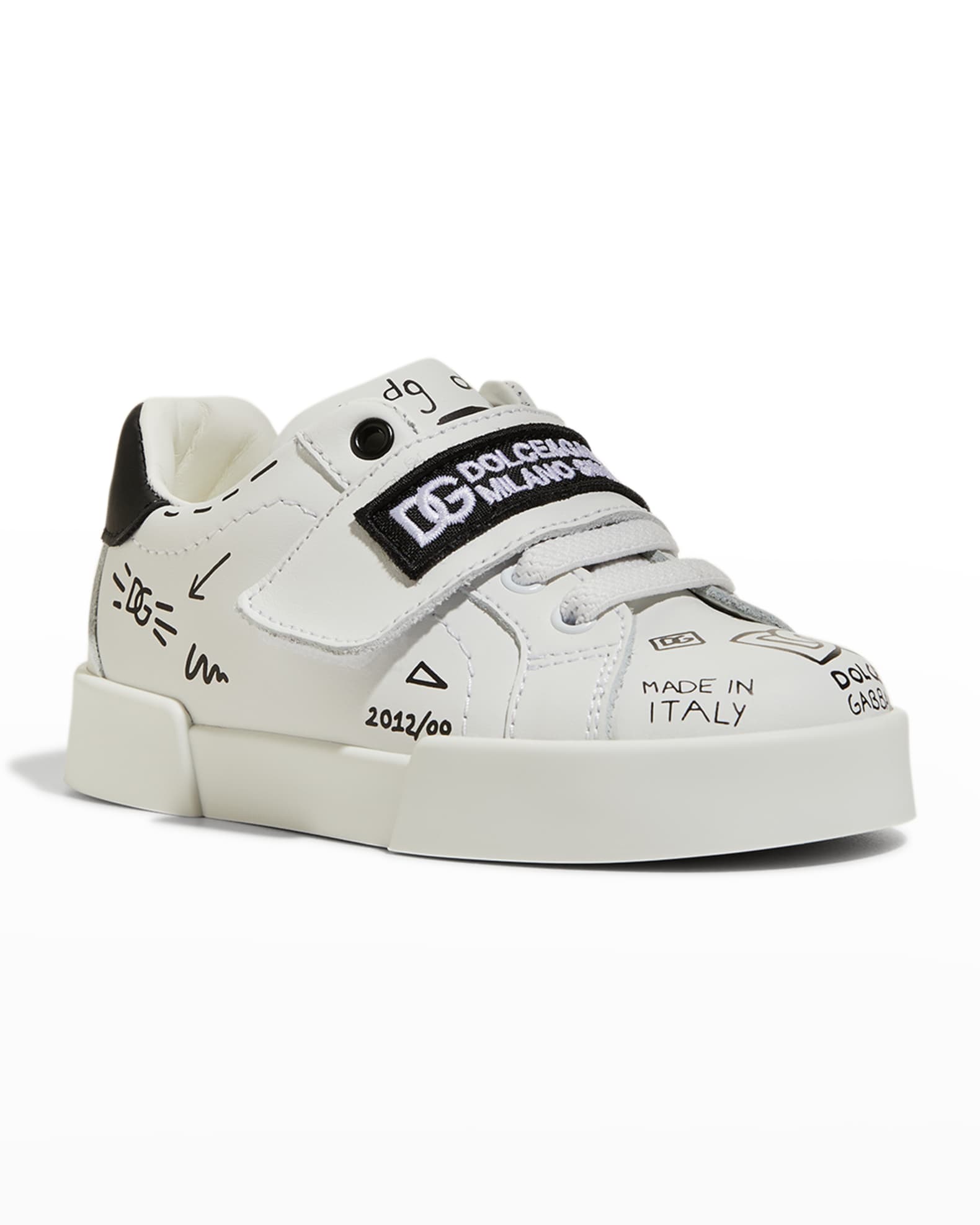Dolce&Gabbana Kid's Graffiti Grip-Strap Sneakers, Toddler | Neiman Marcus