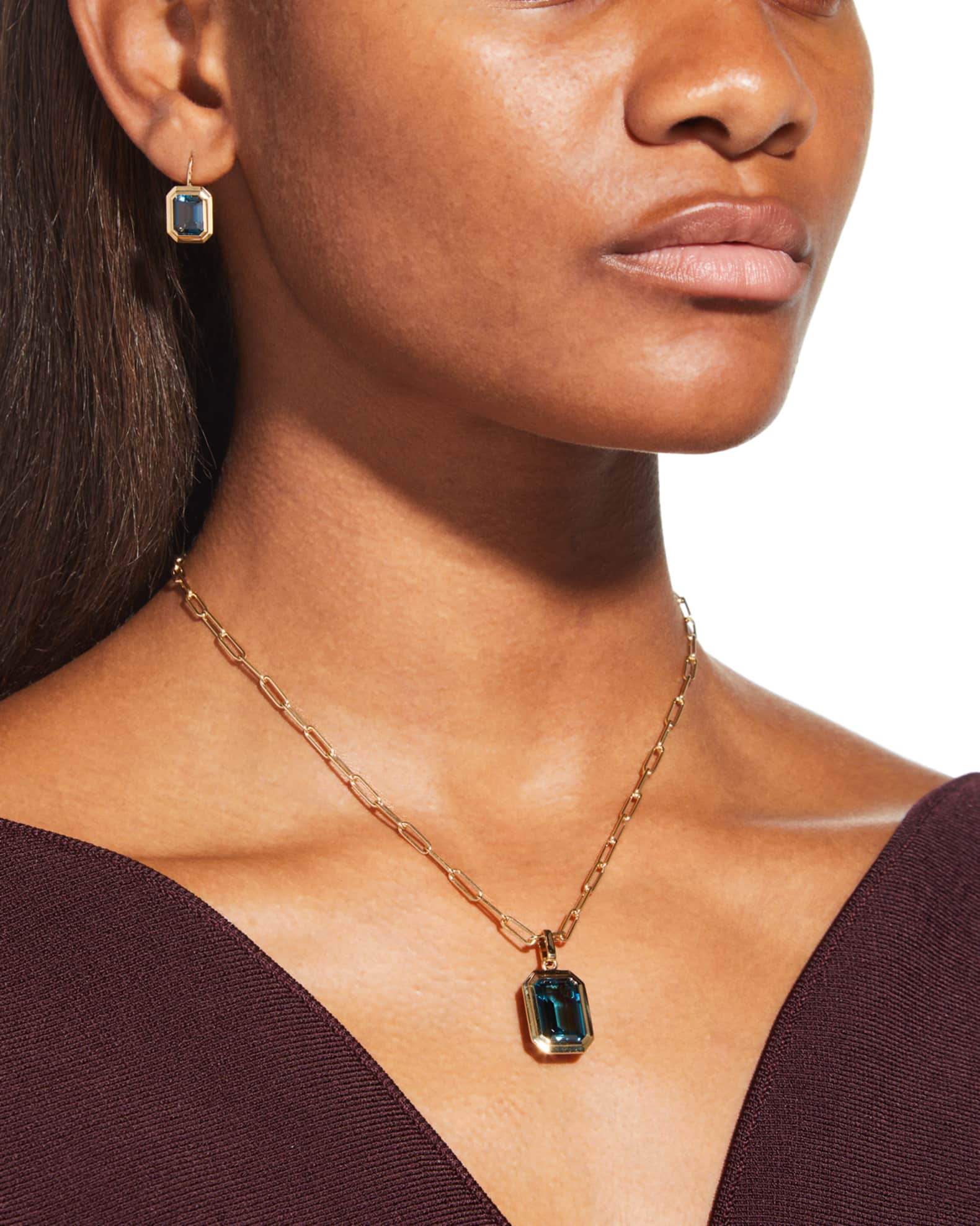 Goshwara The Manhattan Collection Cushion Cut Pendant in Blue Topaz main image 1