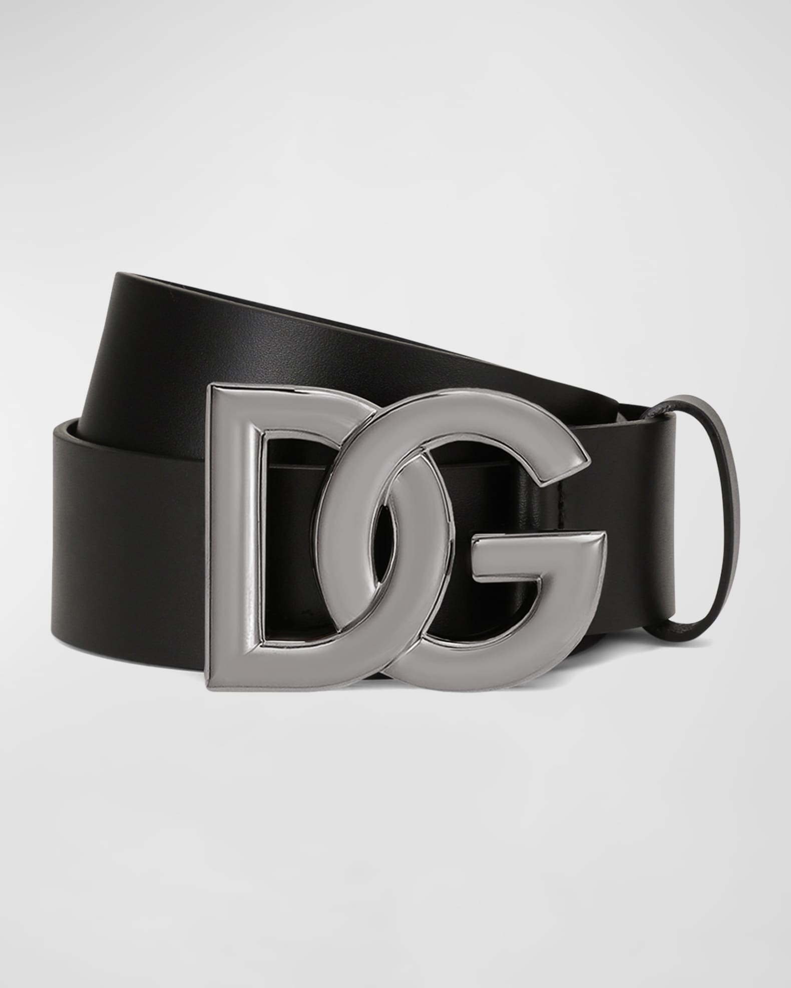 Dolce&Gabbana Men's DG-Logo Leather Buckle Belt